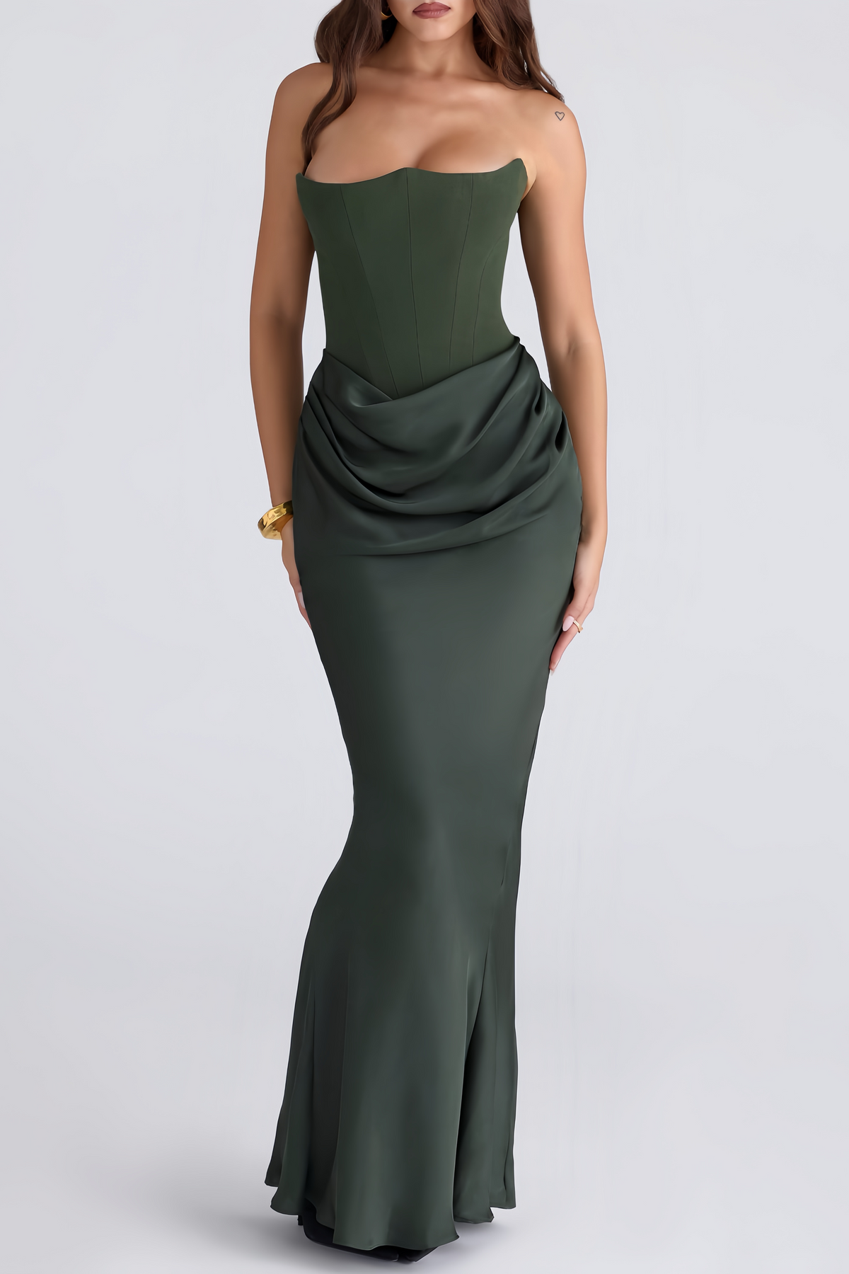 Aurore Olive Off-Shoulder Maxi Dress (Final Sale-US Only)