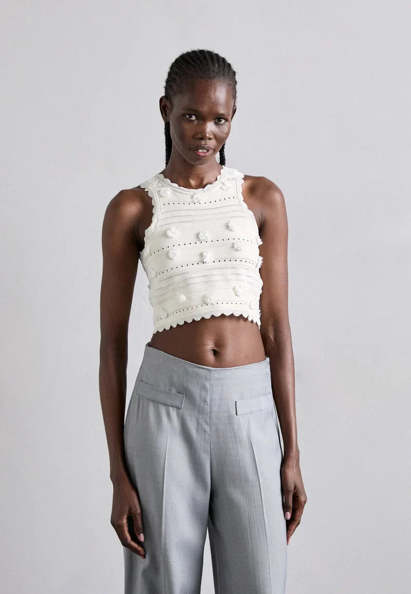 SANDRO AMERICAIN FRILL TOP - White