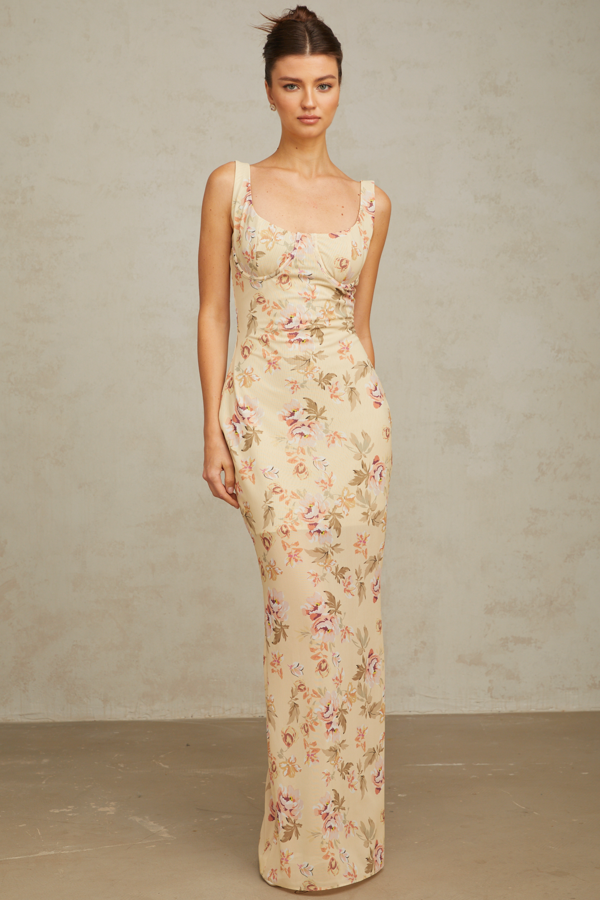 Alizée yellow floral-print sleeveless maxi dress (Final Sale)