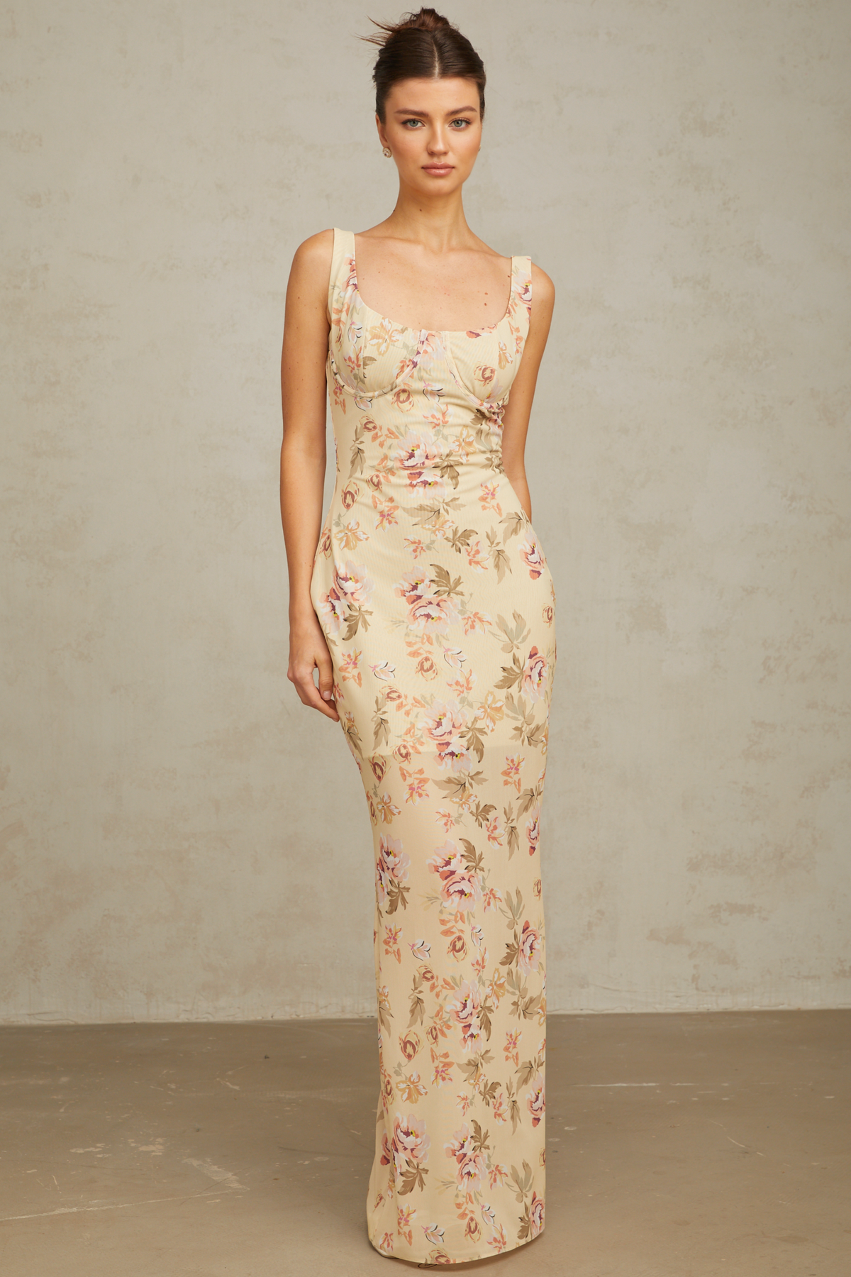 Alizée yellow floral-print sleeveless maxi dress (Final Sale)