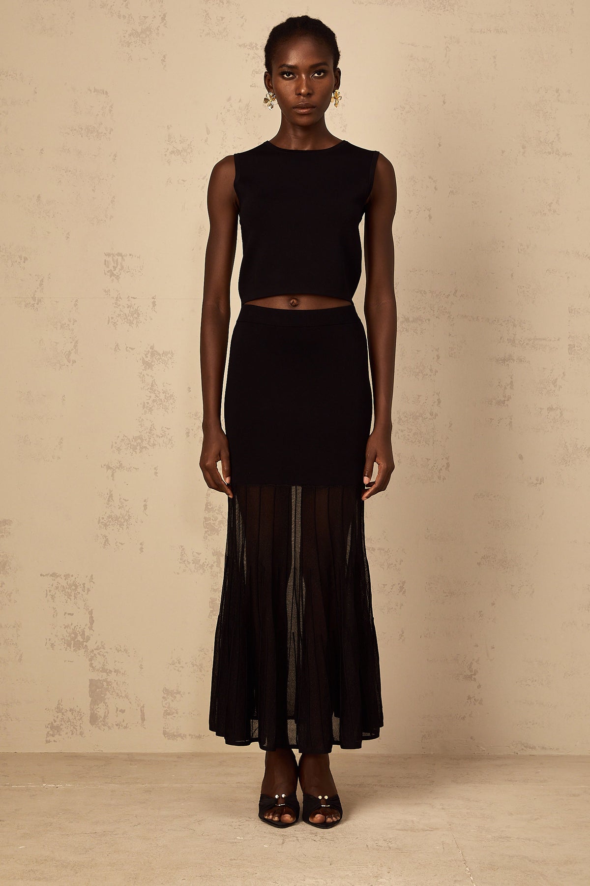 Cerise Black Panelled Fine Knit Matching Set (Final Sale-US Only)