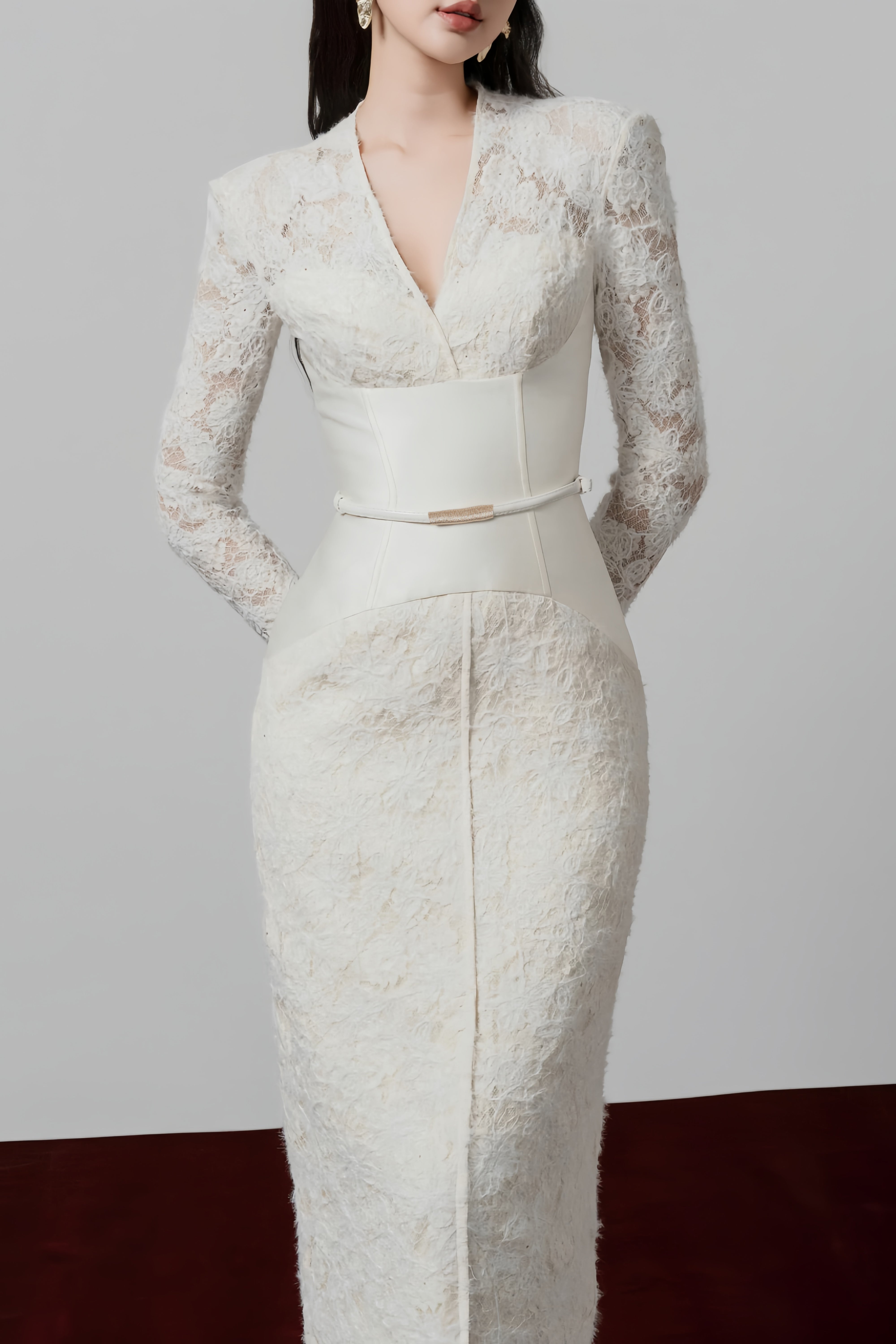 Oona White Floral Lace Pencil Midi Dress (Final Sale-US Only)