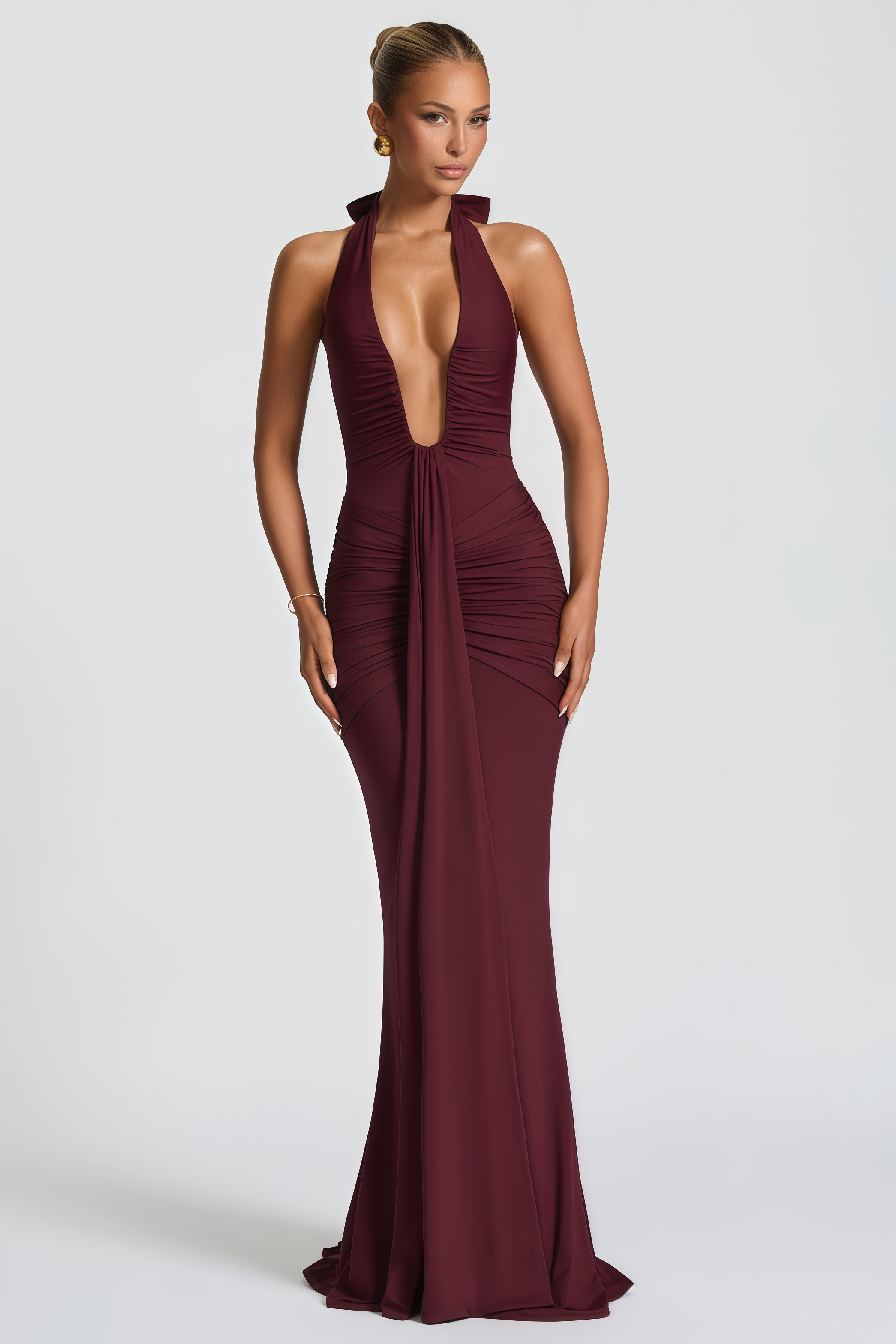 Aiglantine Halterneck Ruched Maxi Dress (Final Sale-US Only)