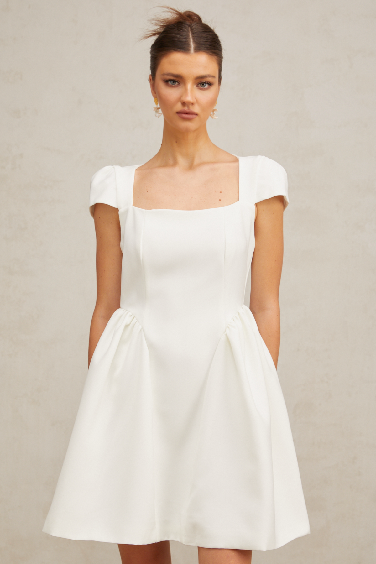 Raphaëla white cap-sleeve mini dress
