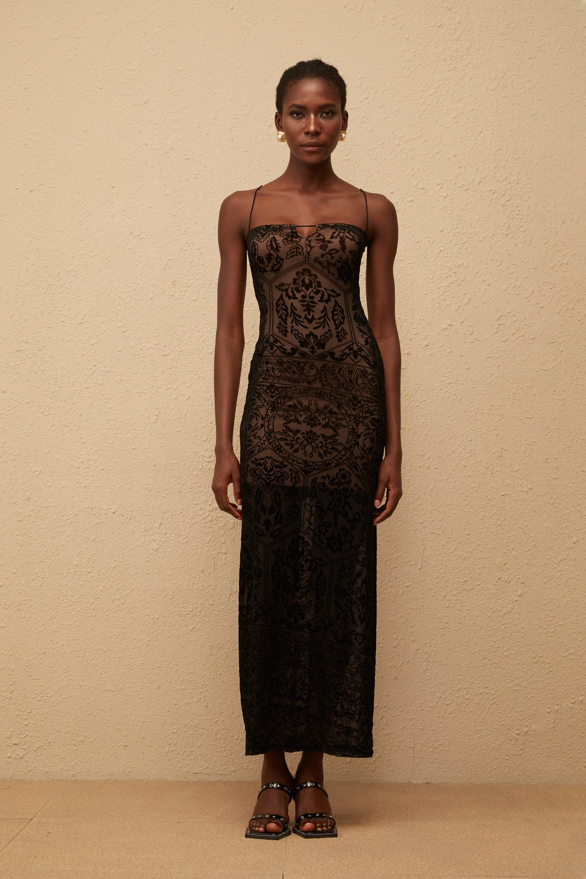 Nikolleta Black Floral Lace Maxi Dress (Final Sale-US Only)