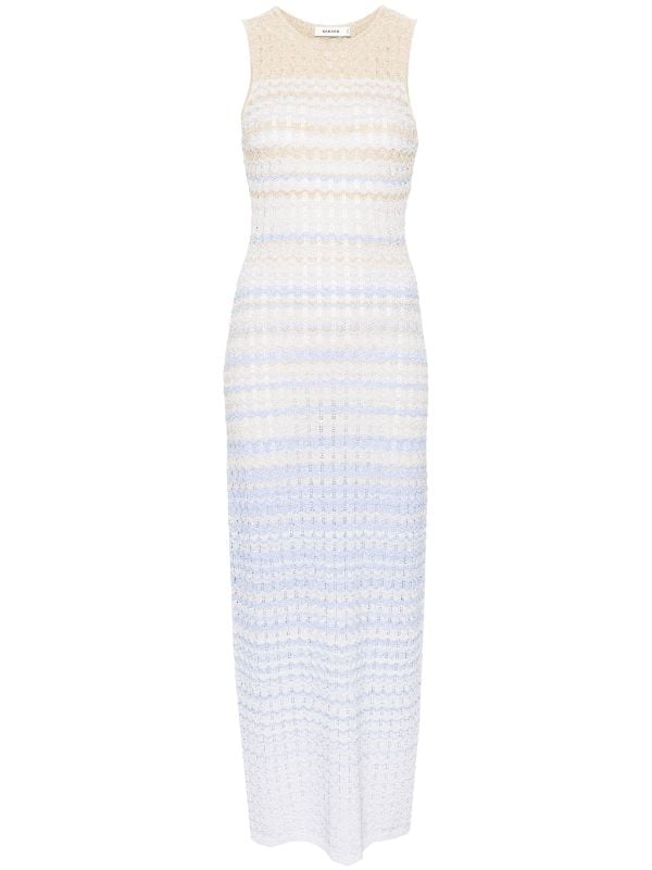 SANDRO Gradient Zade chevron-knit maxi dress - Blue