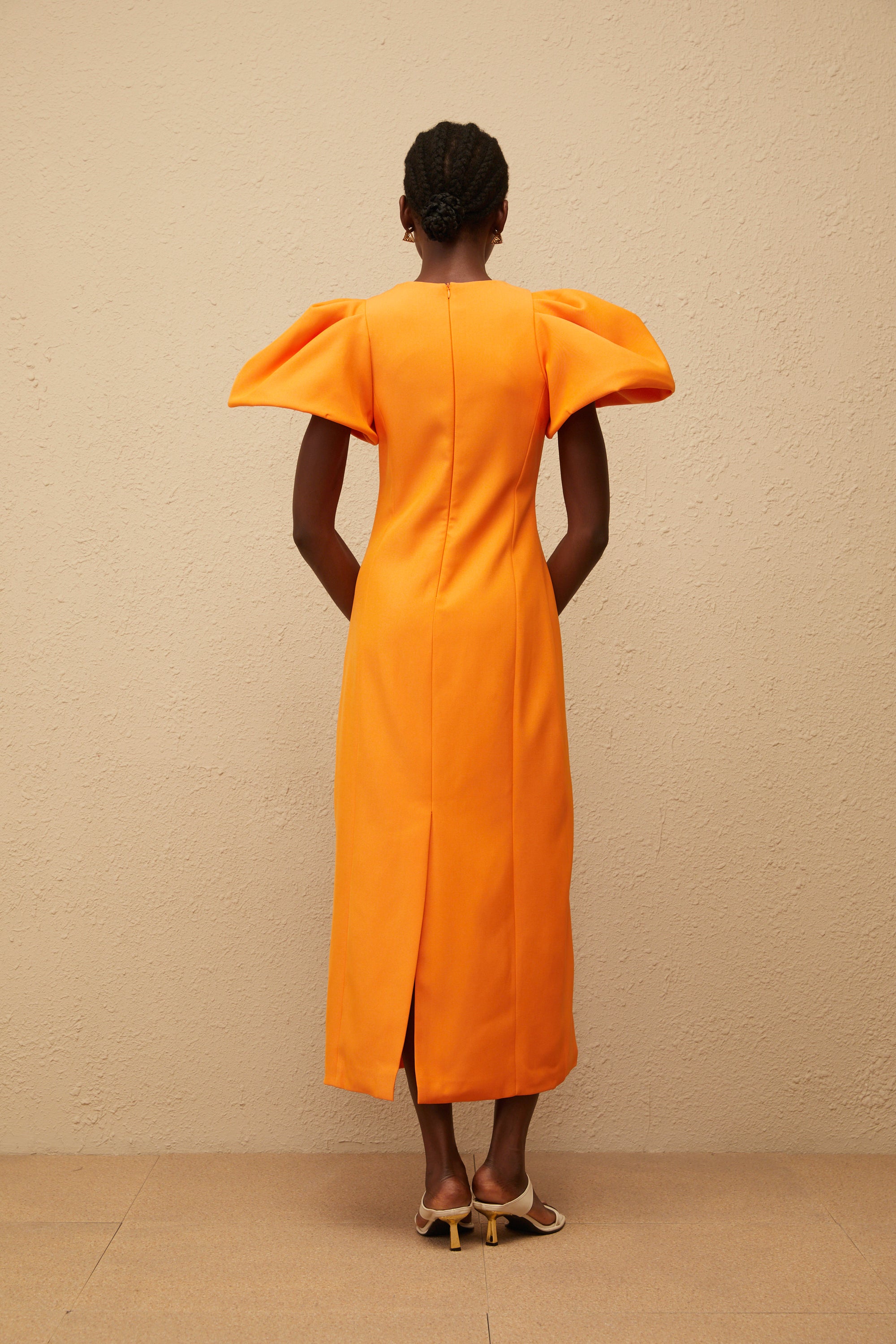 Yrjö Orange Floral Embroidered Midi Dress (Final Sale-US Only)