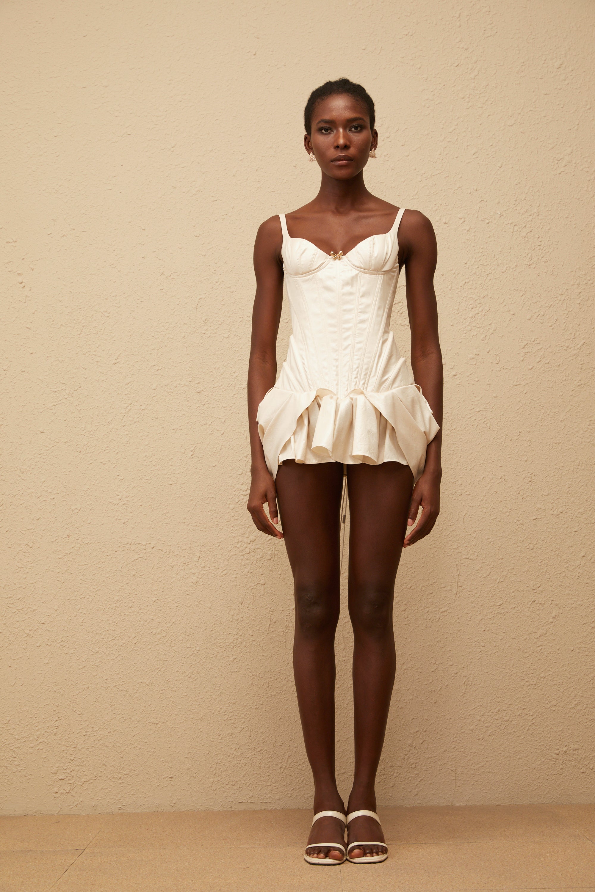 Léana White Ruffled Detail Bustier Mini Dress (Final Sale-US Only)