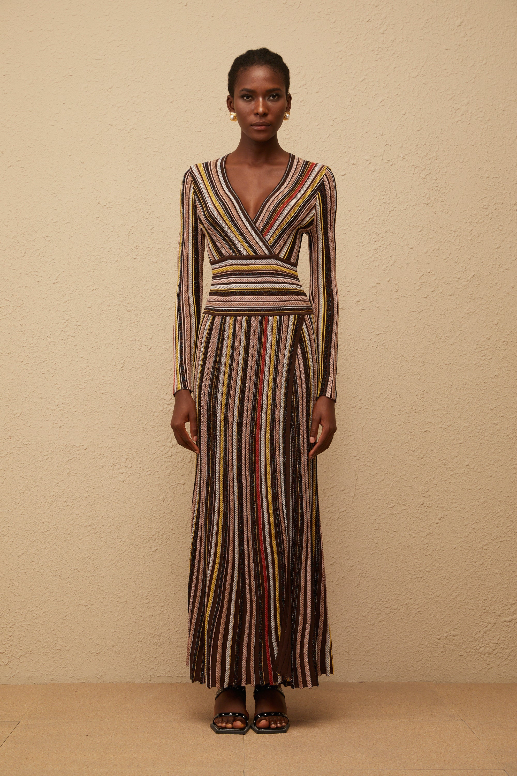Phoebe Brown Vertical Stripe Knit Midi Dress (Final Sale-US Only)