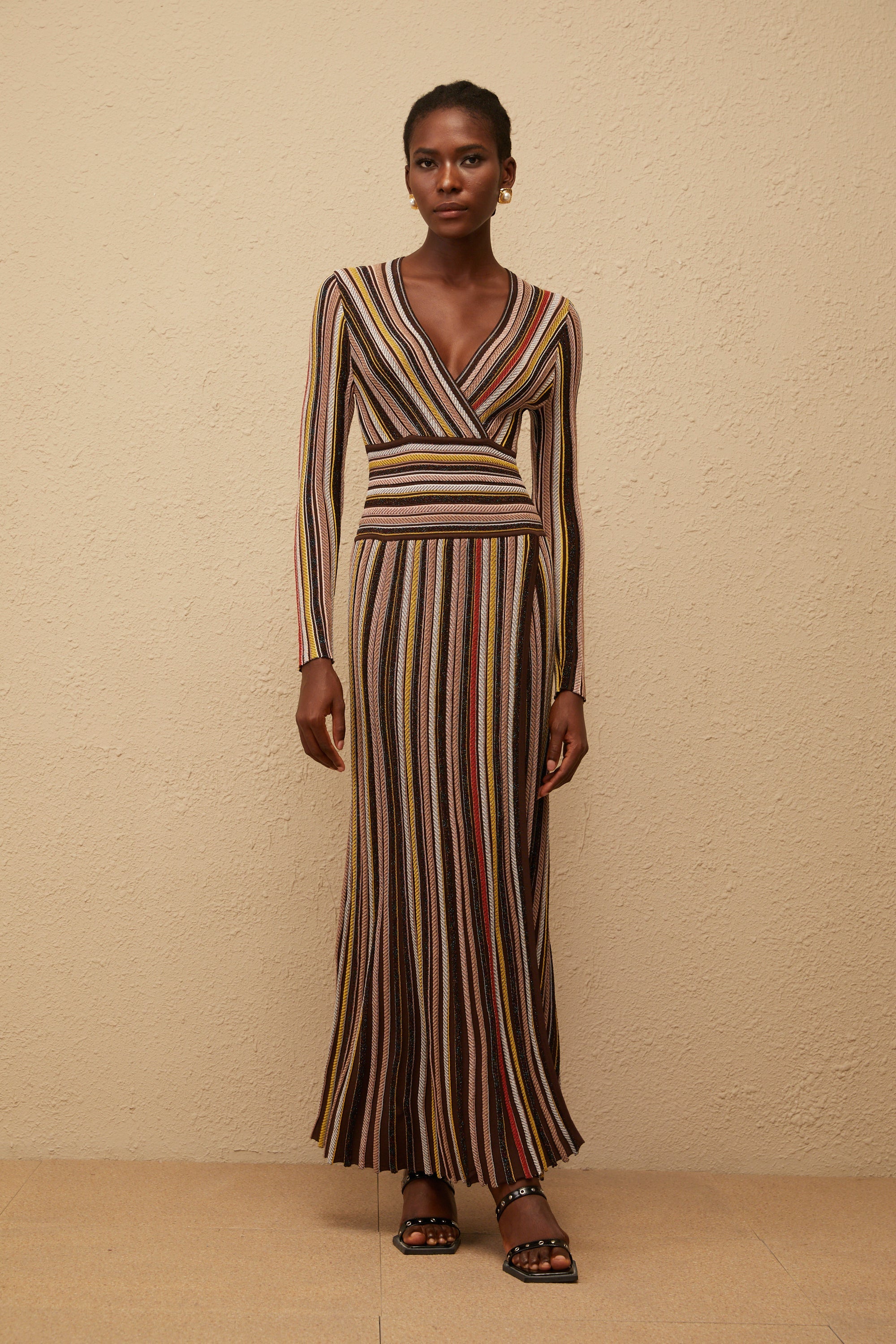 Phoebe Brown Vertical Stripe Knit Midi Dress (Final Sale-US Only)
