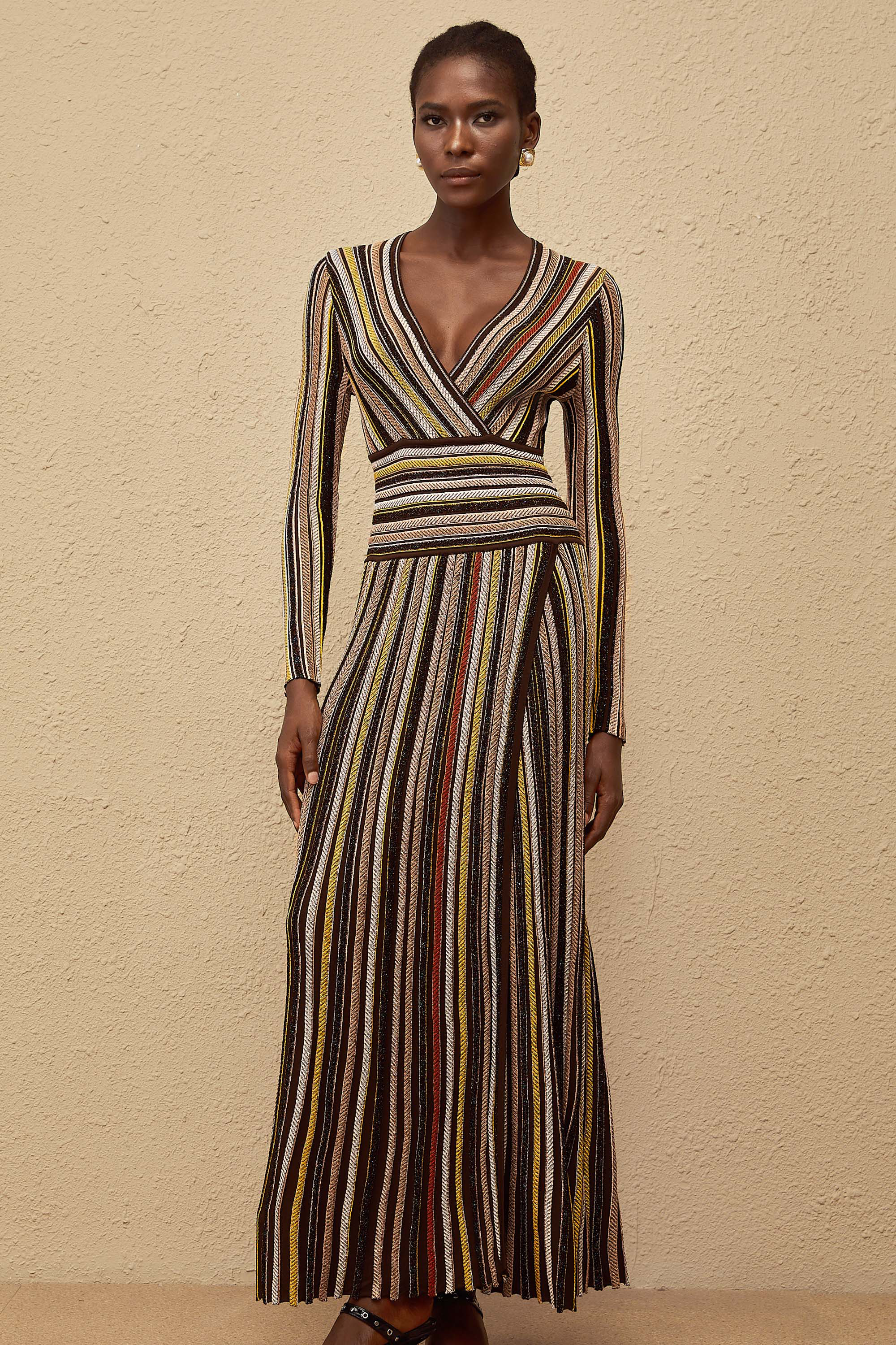 Phoebe Brown Vertical Stripe Knit Midi Dress (Final Sale-US Only)