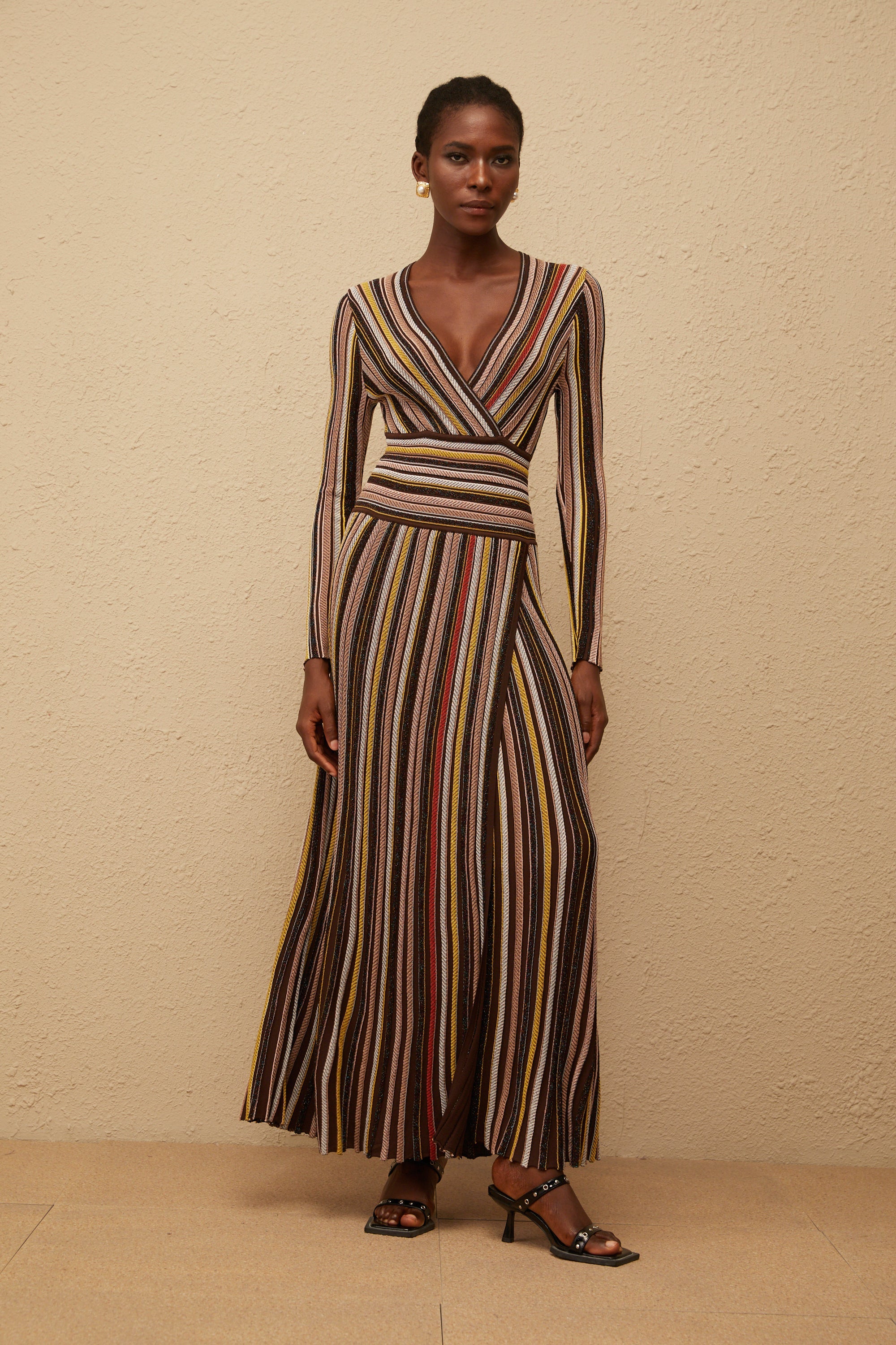 Phoebe Brown Vertical Stripe Knit Midi Dress (Final Sale-US Only)