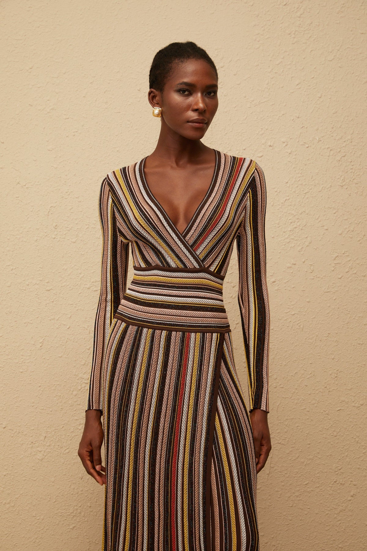 Phoebe Brown Vertical Stripe Knit Midi Dress (Final Sale-US Only)