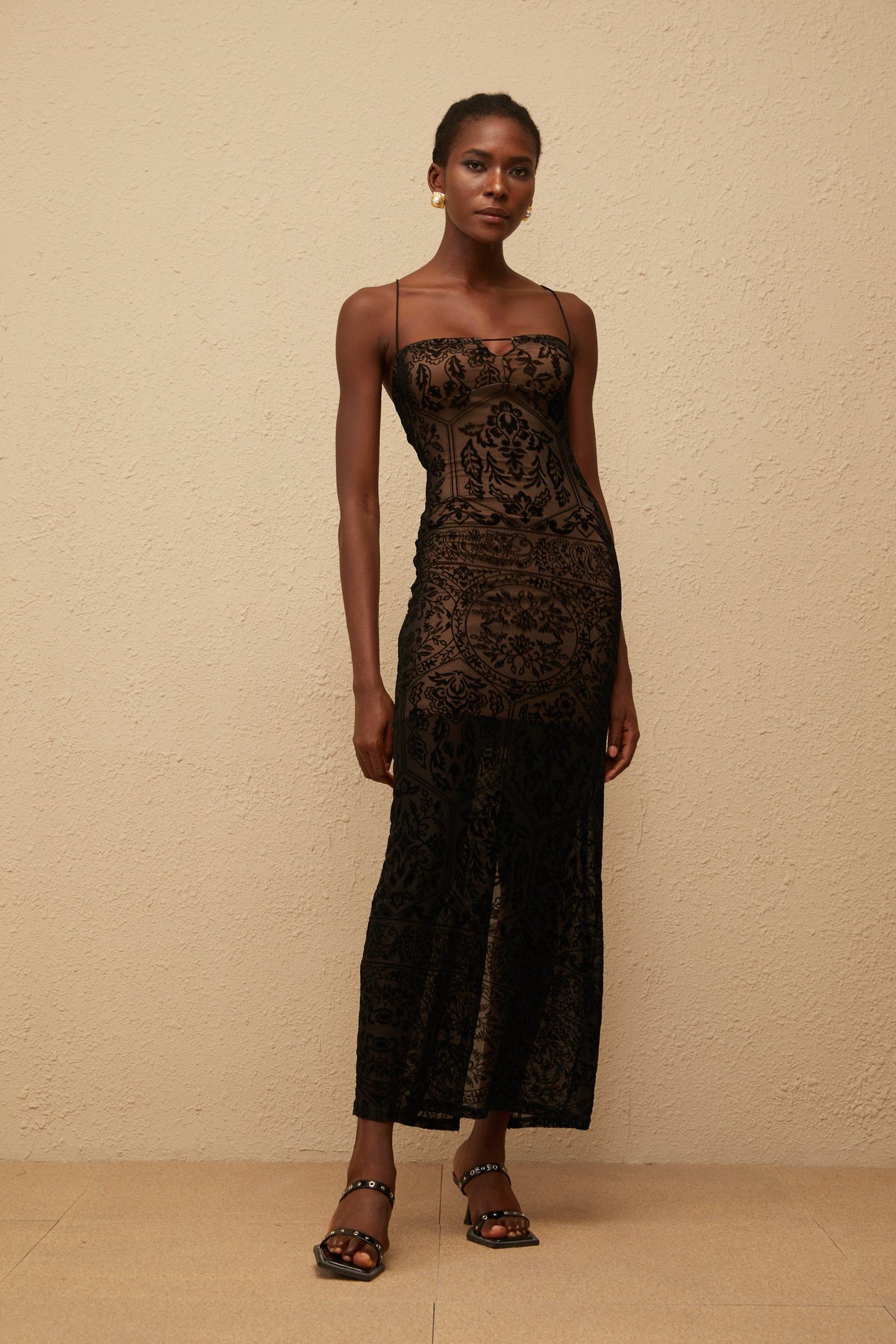 Nikolleta Black Floral Lace Maxi Dress (Final Sale-US Only)
