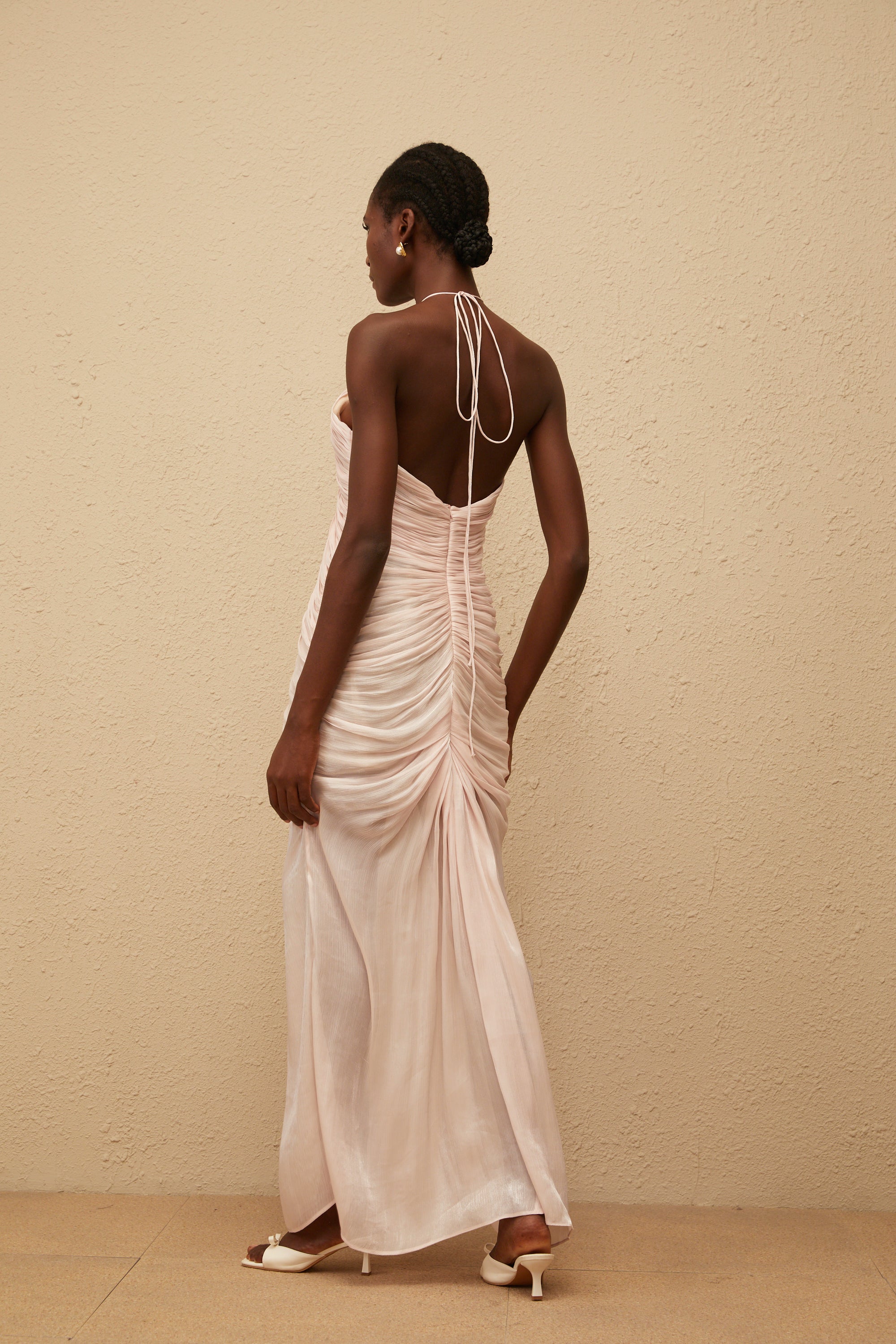 Ivresse Pink Halterneck Ruched Maxi Dress (Final Sale-US Only)