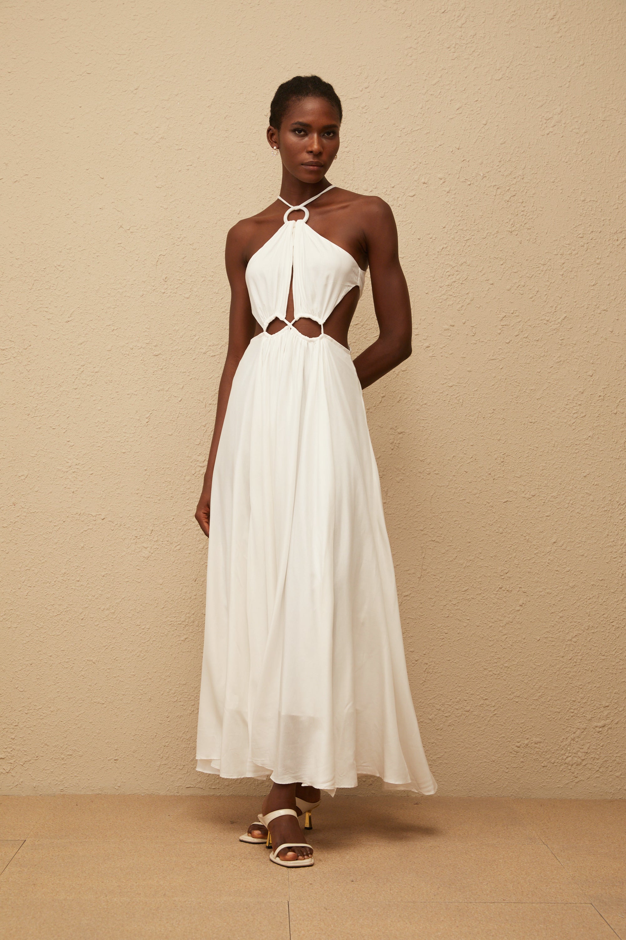 Despoina White Bohemian Style Maxi Dress