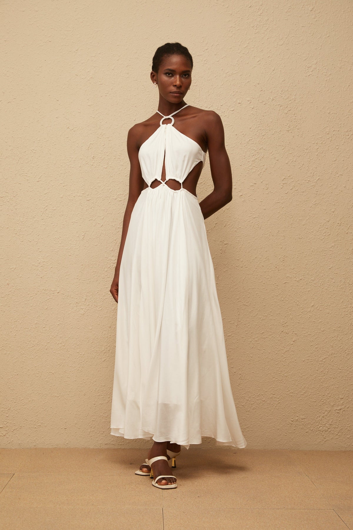 Despoina White Bohemian Style Maxi Dress
