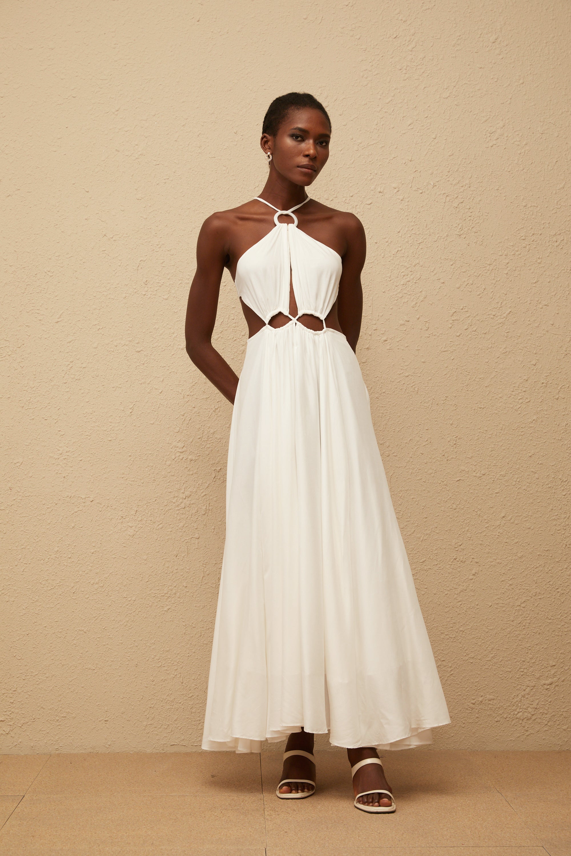 Despoina White Bohemian Style Maxi Dress