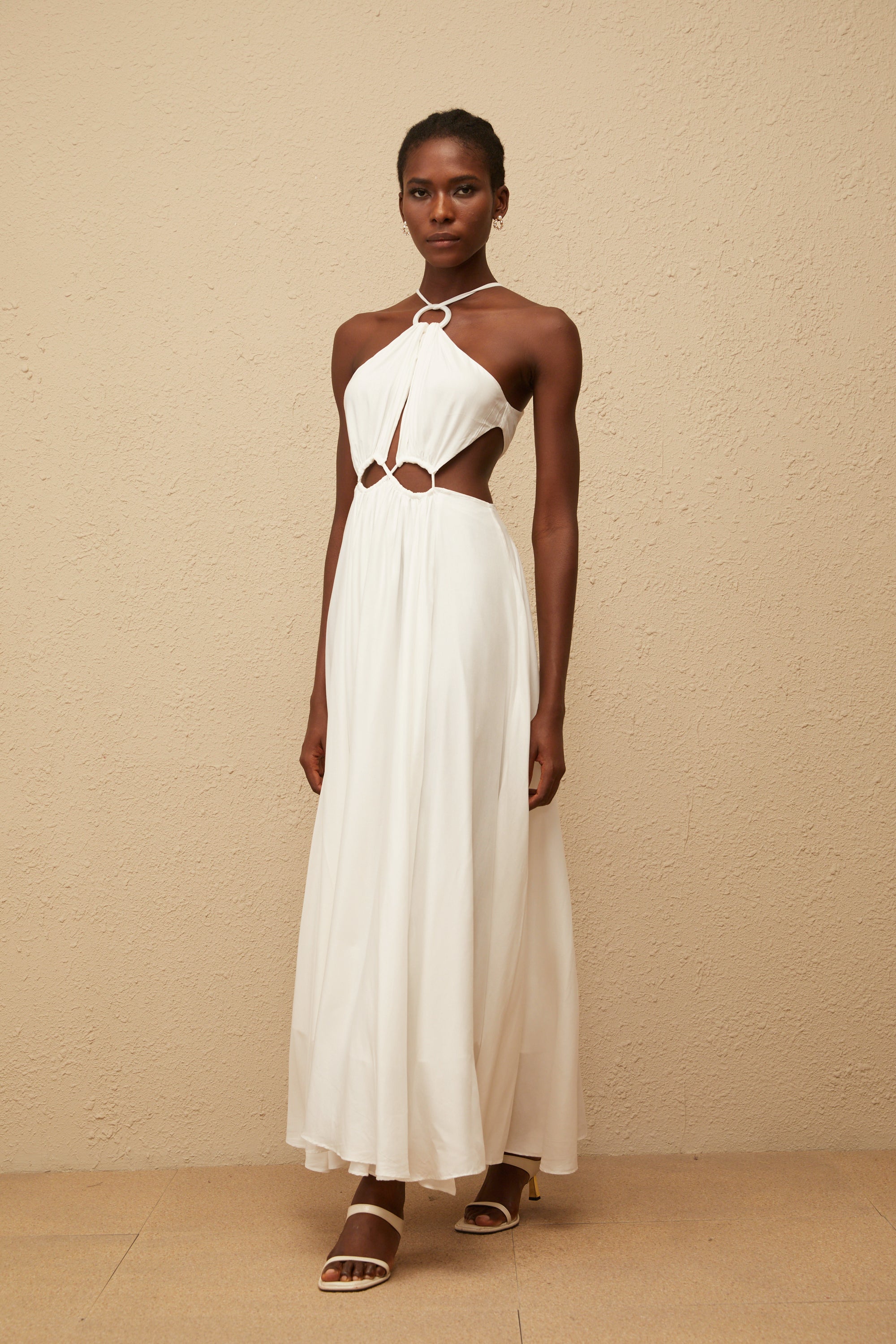 Despoina White Bohemian Style Maxi Dress