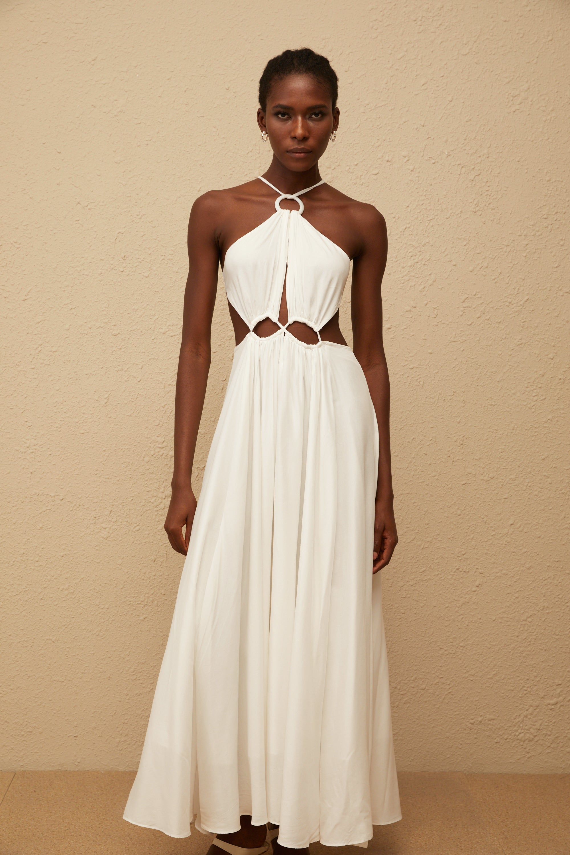 Despoina White Bohemian Style Maxi Dress