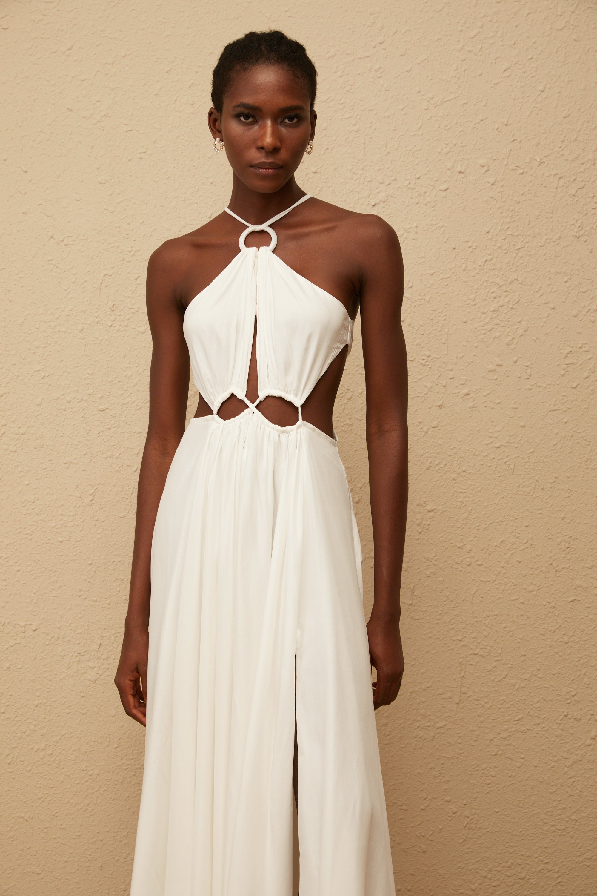 Despoina White Bohemian Style Maxi Dress