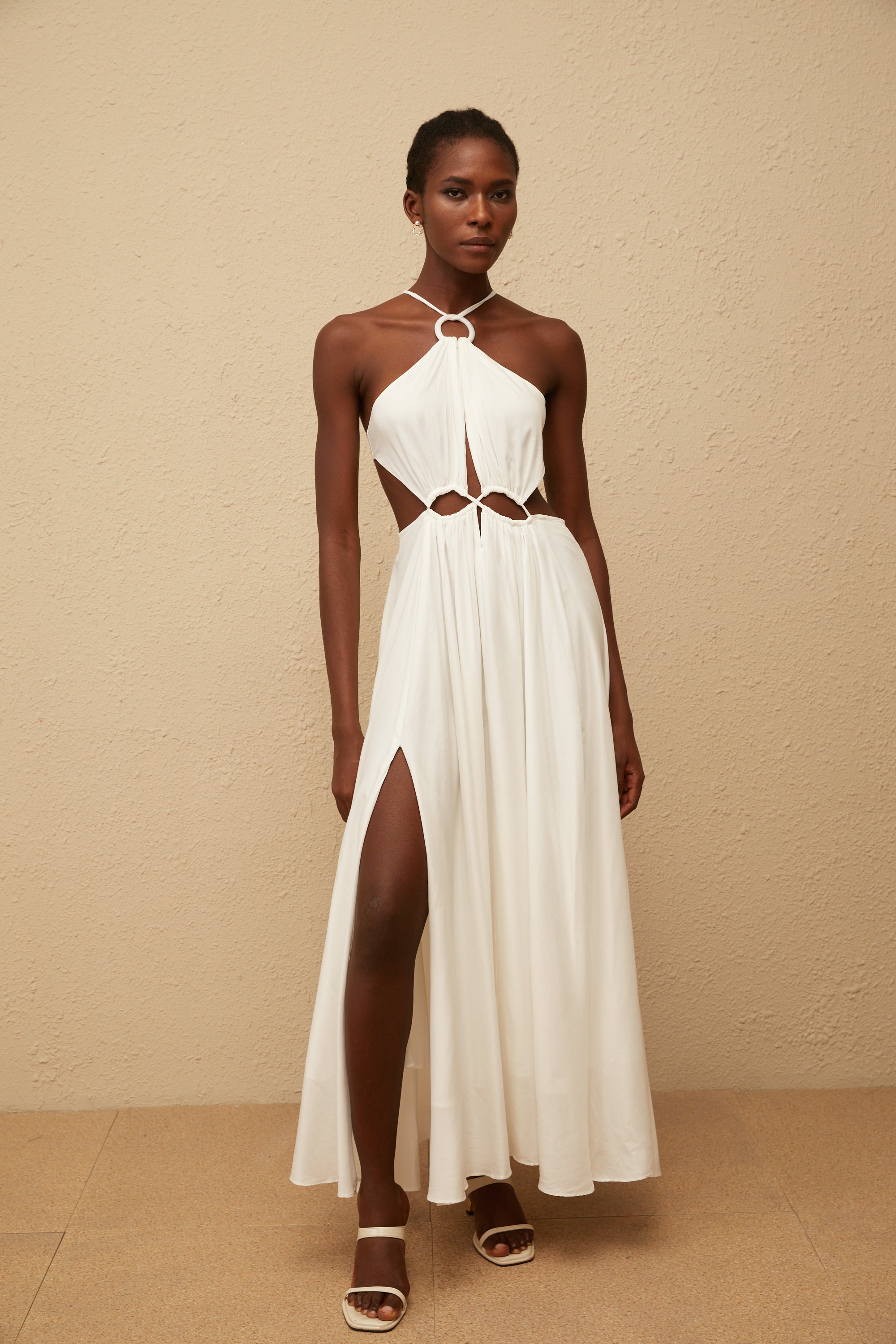 Despoina White Bohemian Style Maxi Dress