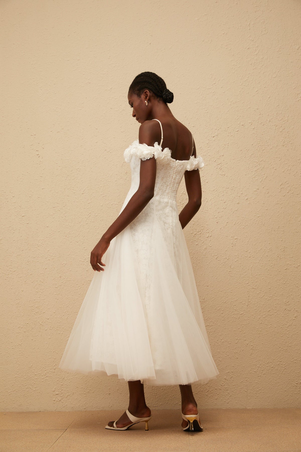 Athena White Floral Appliqué Tulle Maxi Dress (Final Sale)