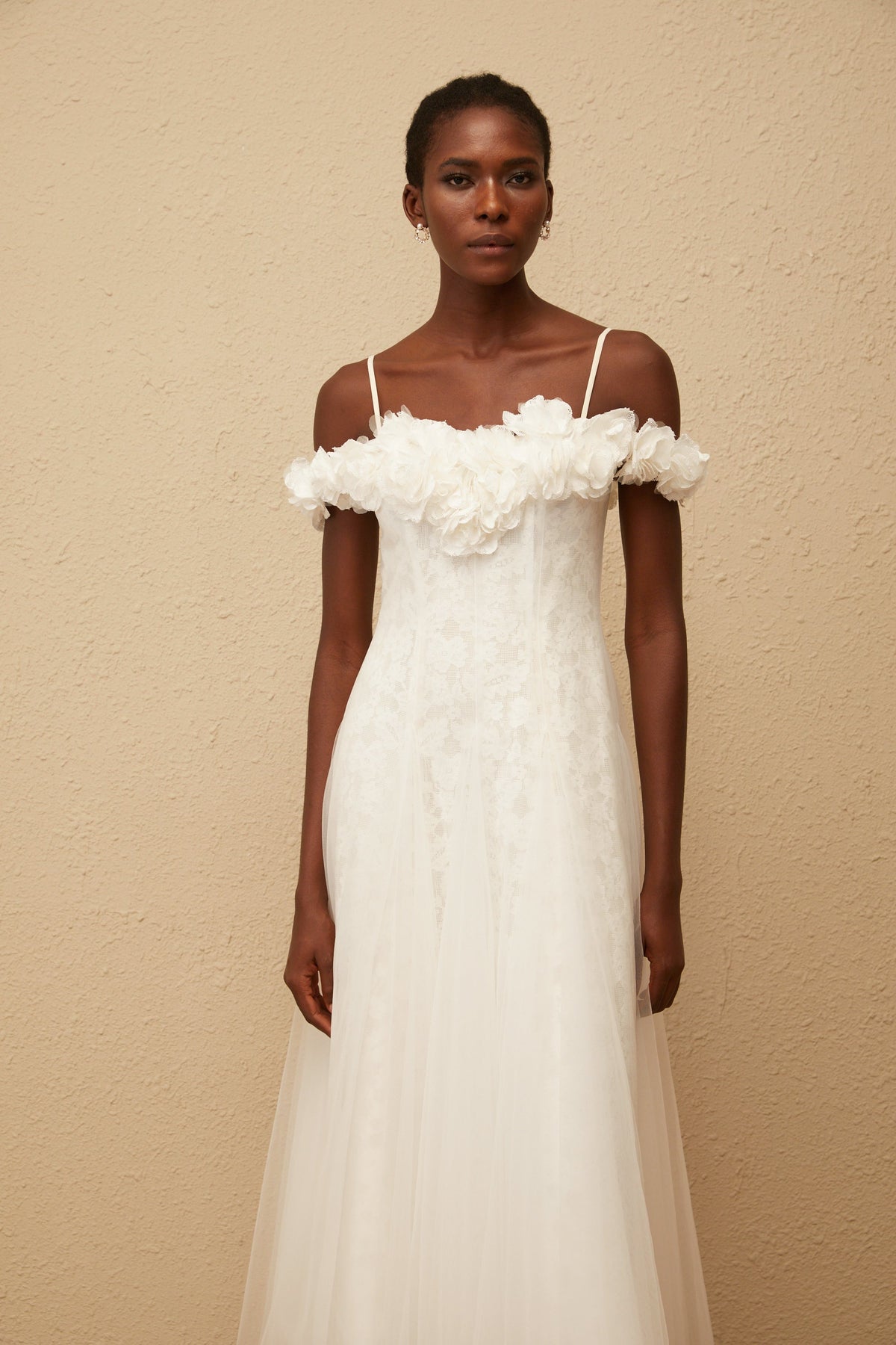 Athena White Floral Appliqué Tulle Maxi Dress (Final Sale)
