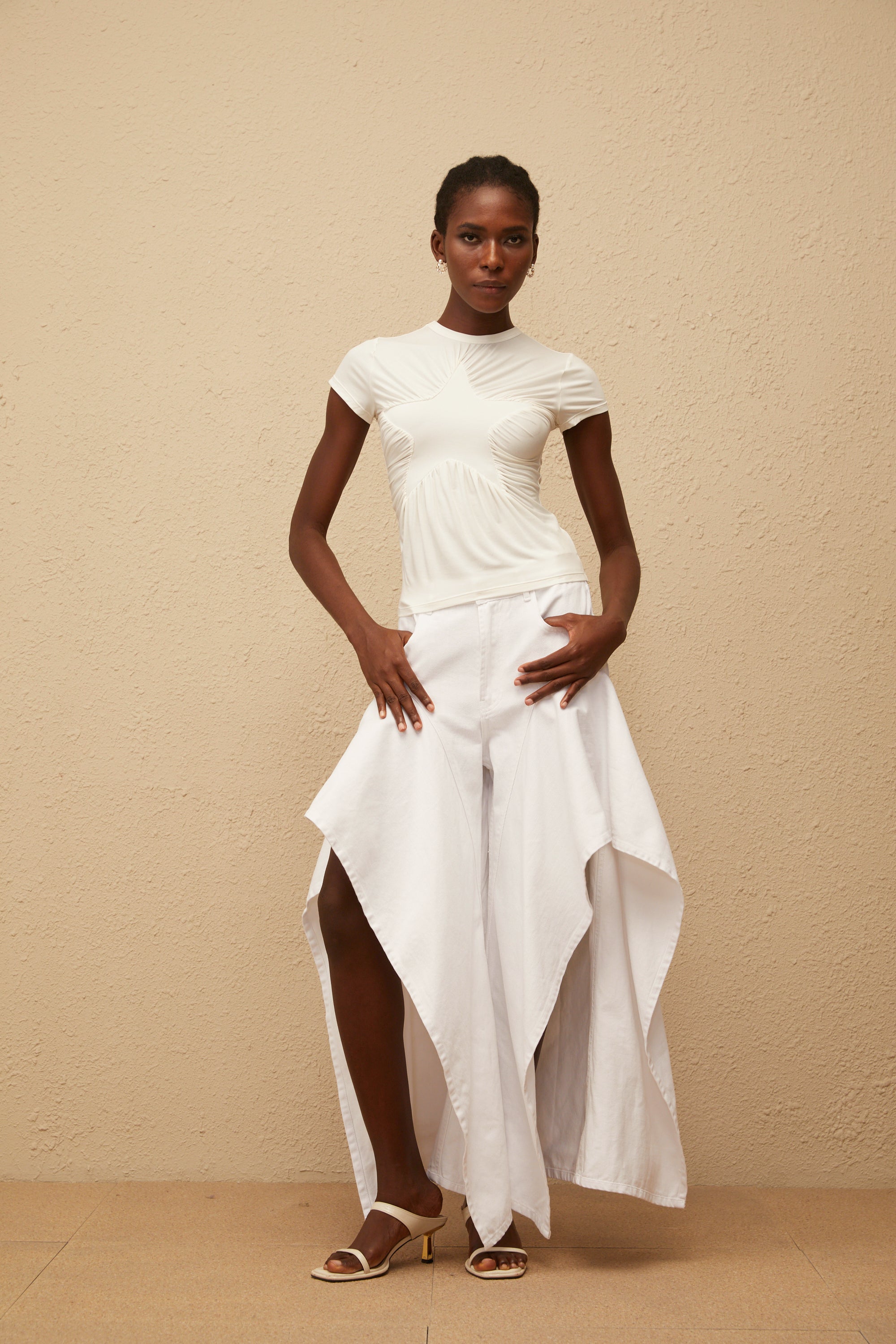 Aino White Asymmetrical Denim Jeans