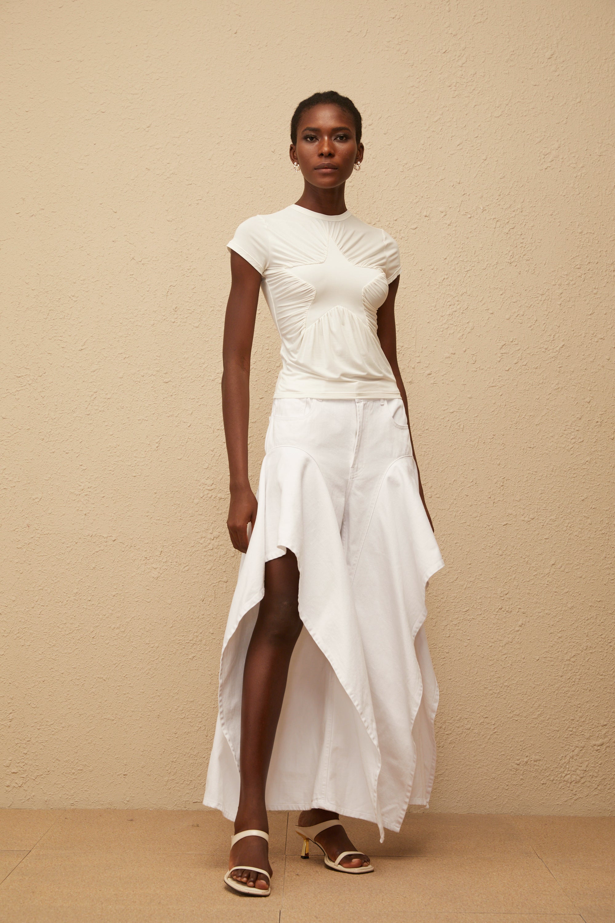 Aino White Asymmetrical Denim Jeans