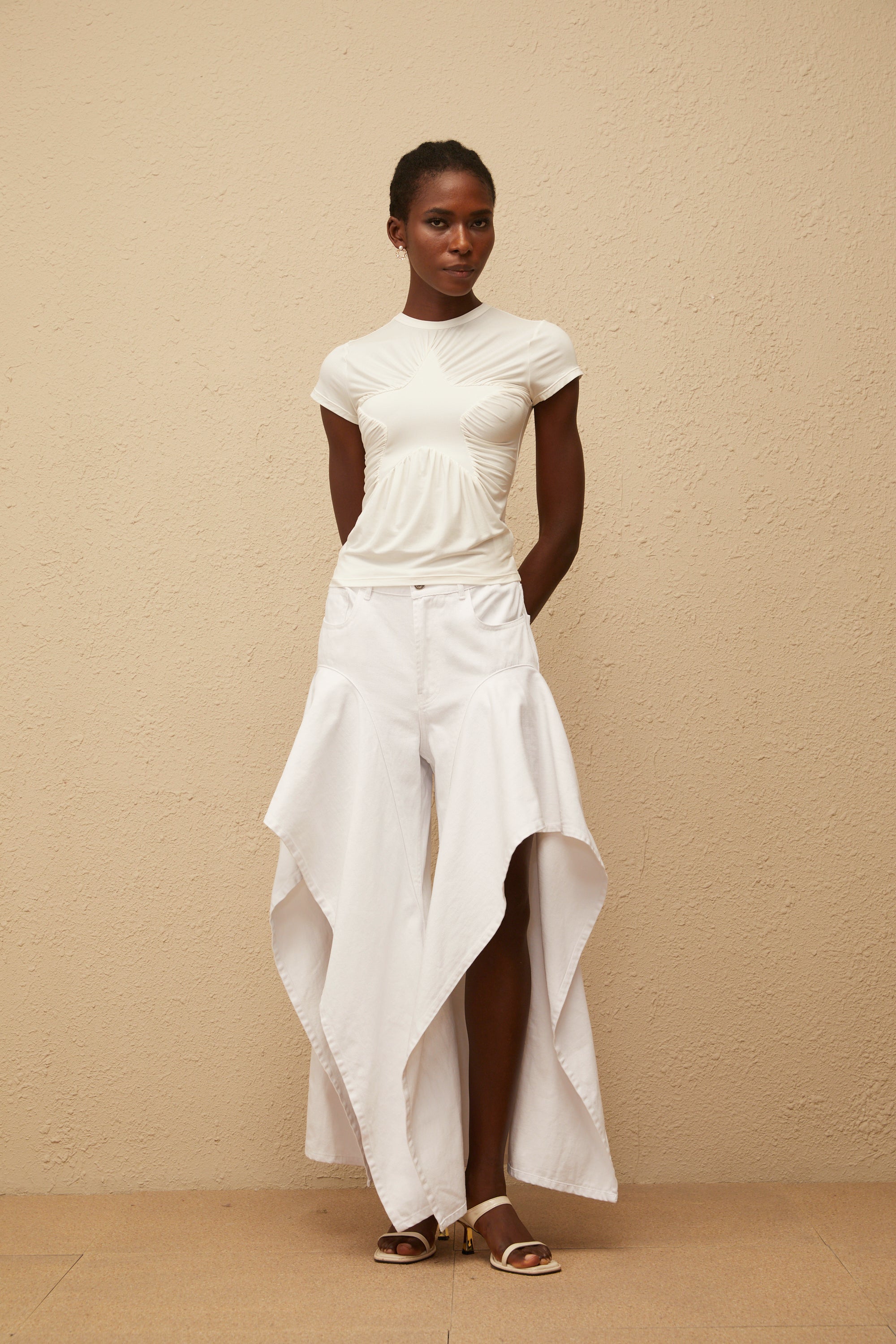 Aino White Asymmetrical Denim Jeans