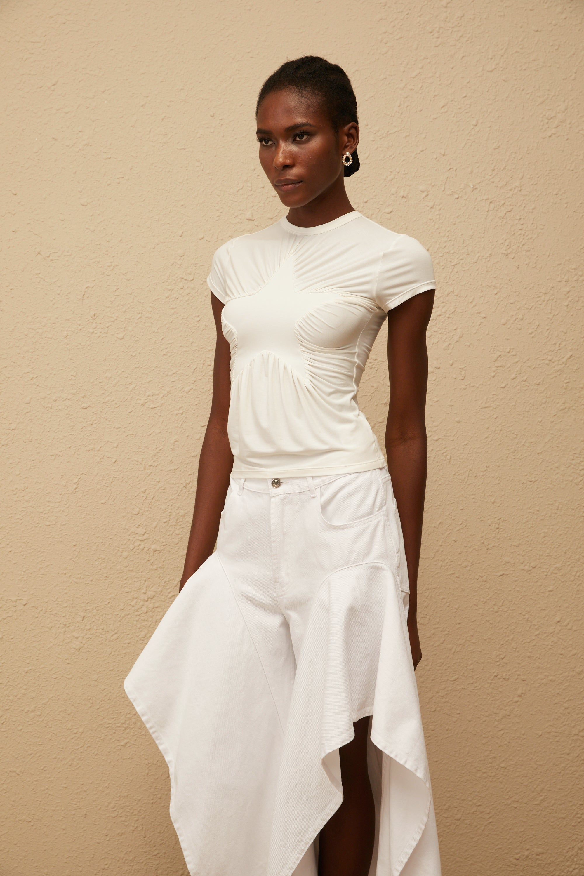 Selma White Star Pattern T-shirt
