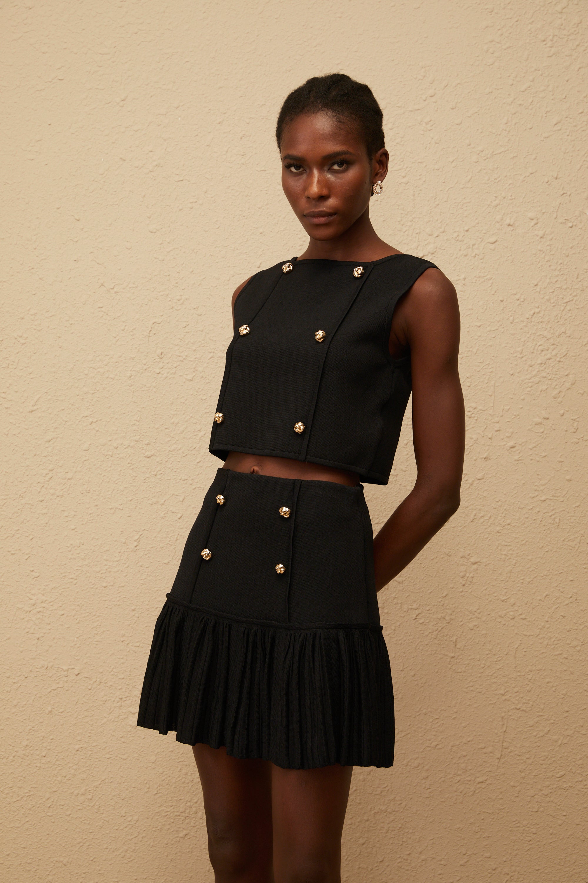 Georgia Black Knit Top & Skirt Set (Final Sale-US Only) (Final Sale)