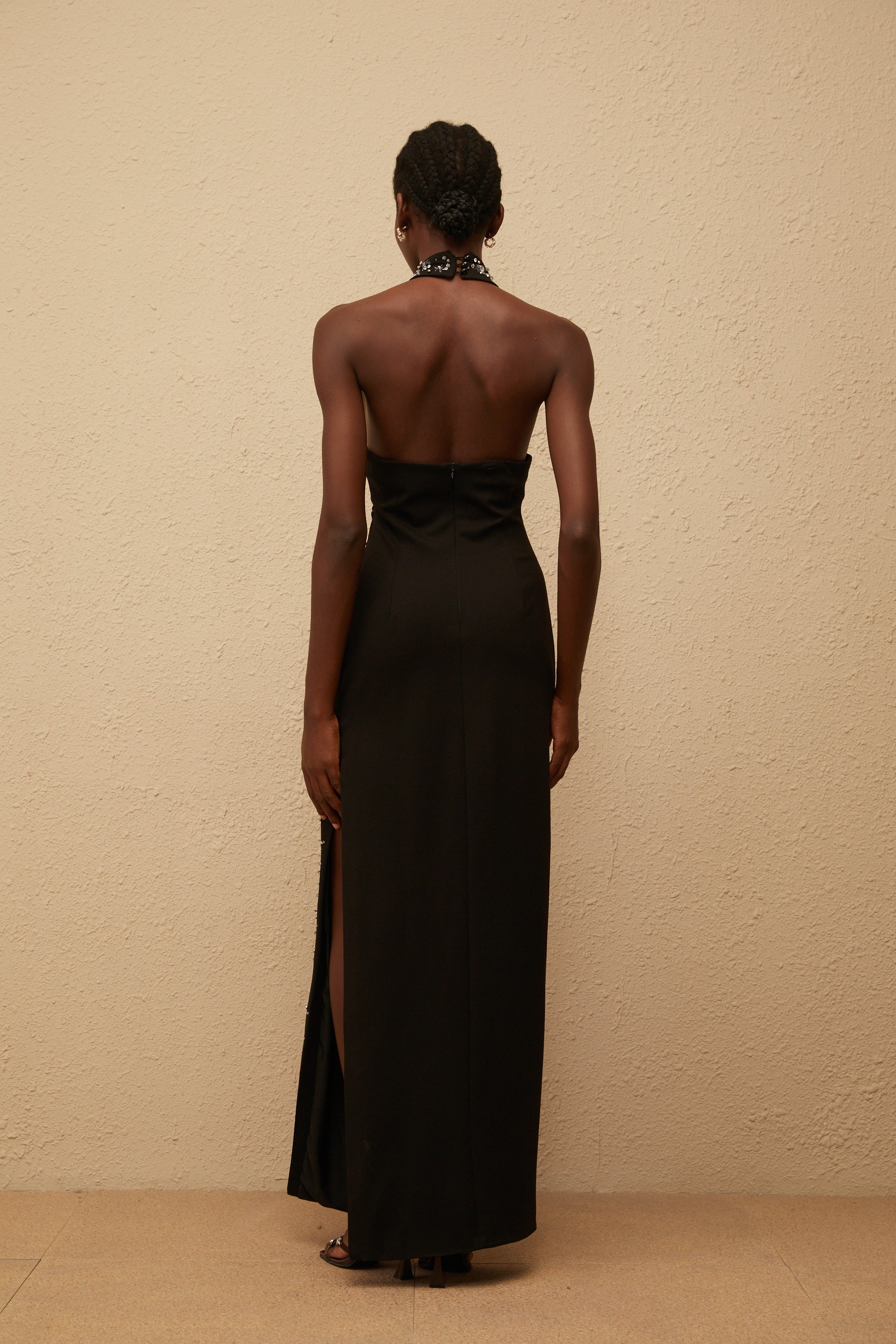 Perle Black Embellished Skinny Cut Maxi Dress (Final Sale-US Only)