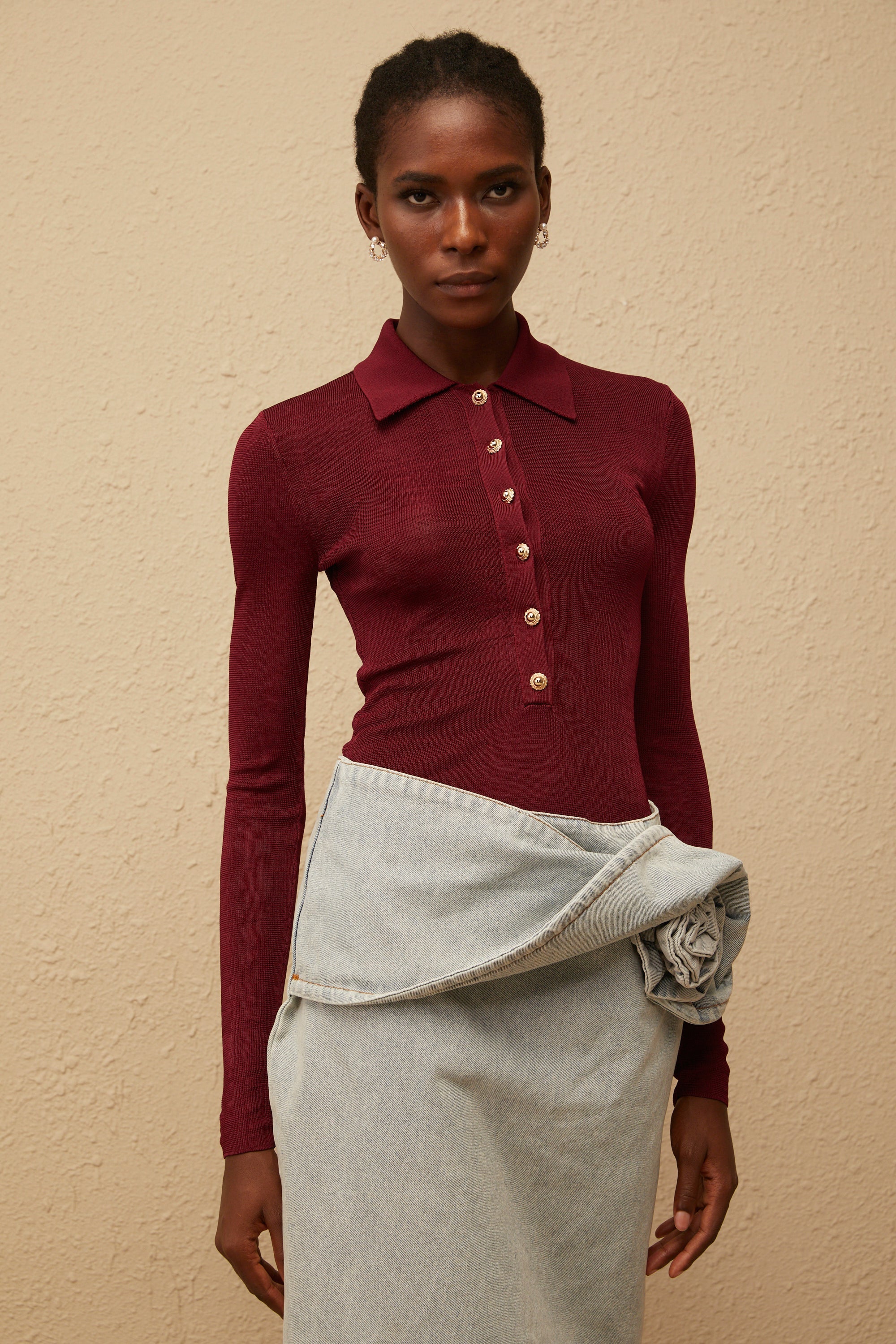 Angeliki Red Knit Bodysuit