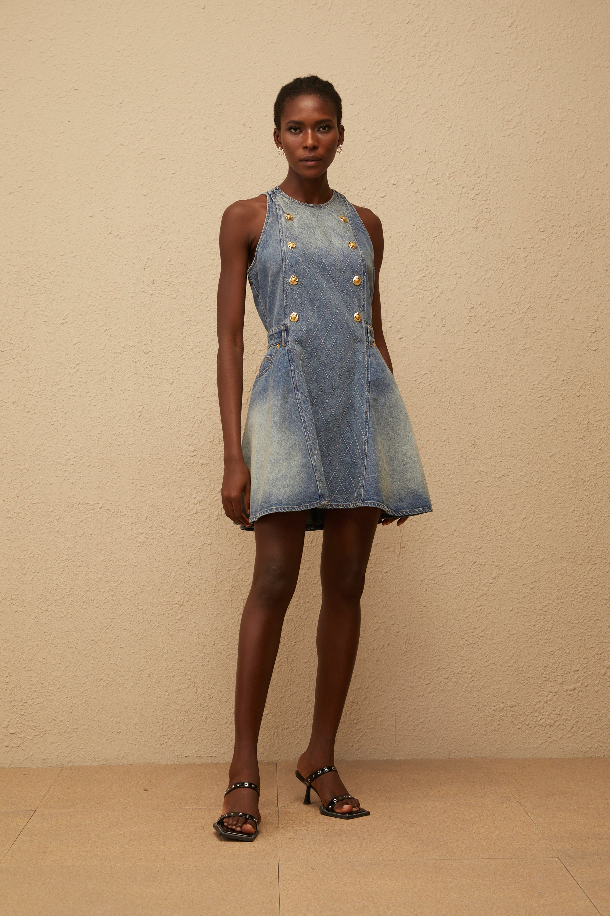Gunnel Blue Faded Effect Denim Mini Dress (Final Sale-US Only)