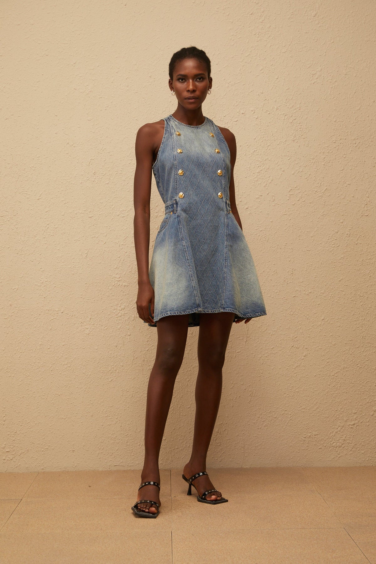 Gunnel Blue Faded Effect Denim Mini Dress (Final Sale-US Only)