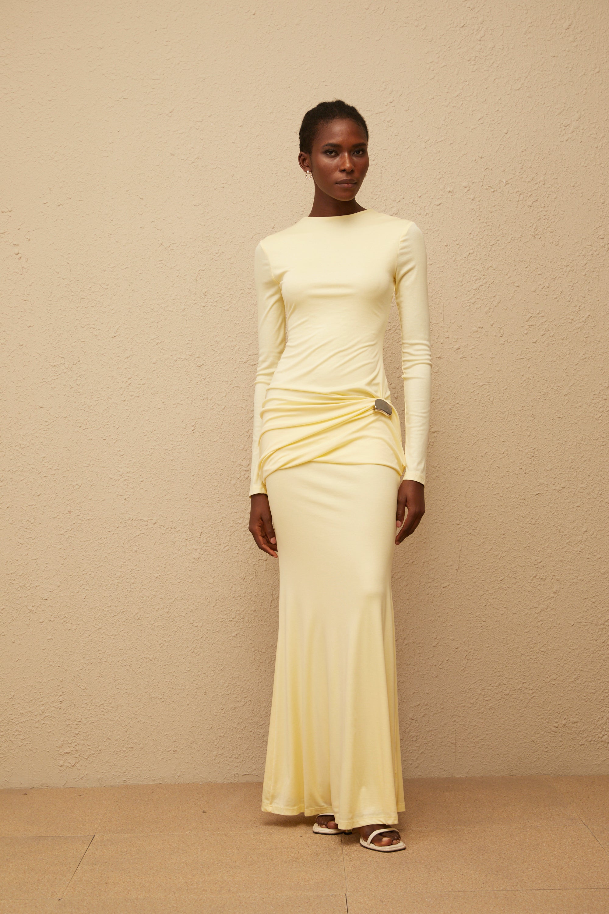 Nolwenn Yellow Gathered Maxi Dress