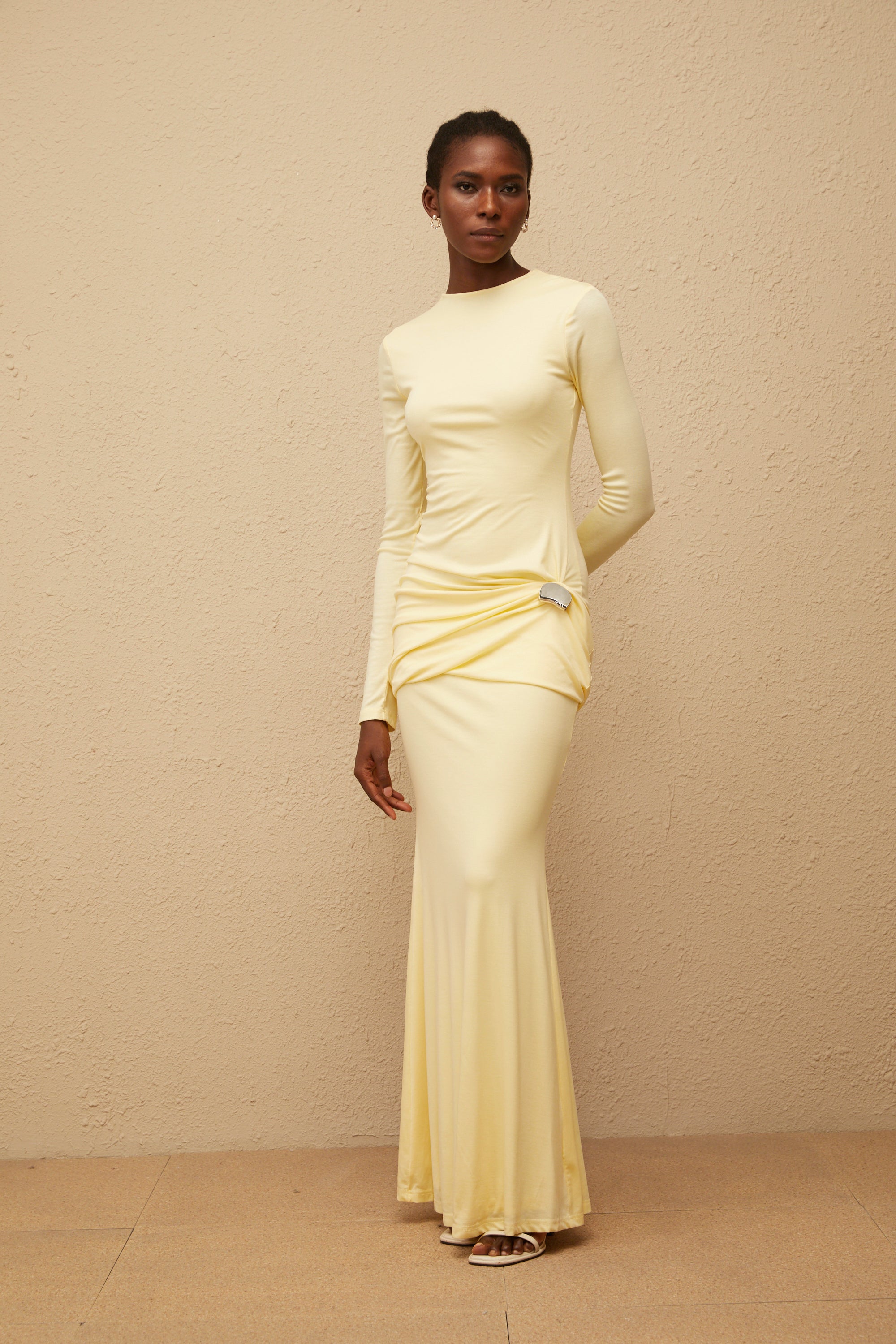 Nolwenn Yellow Gathered Maxi Dress