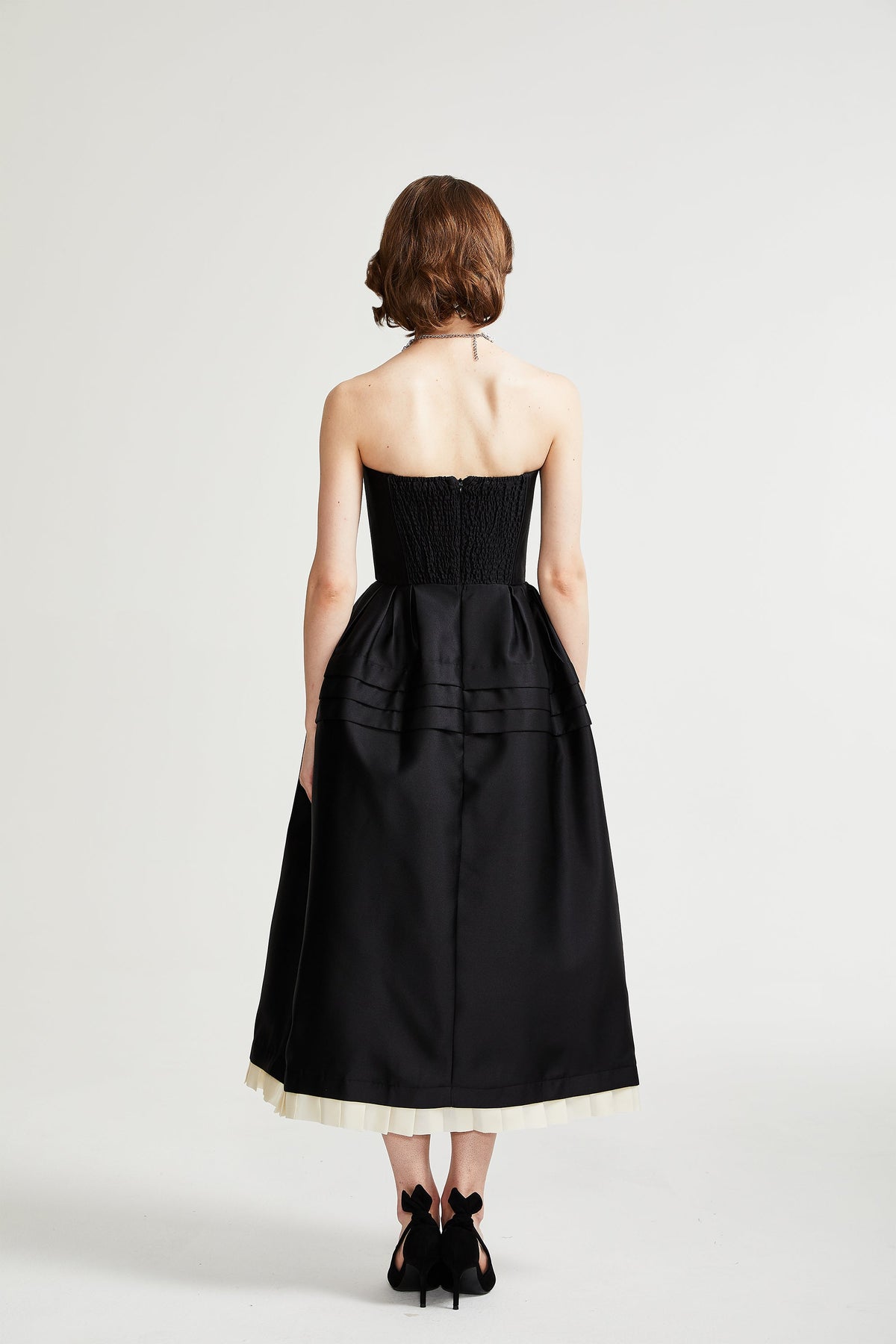 Felisara black bowknot midi dress