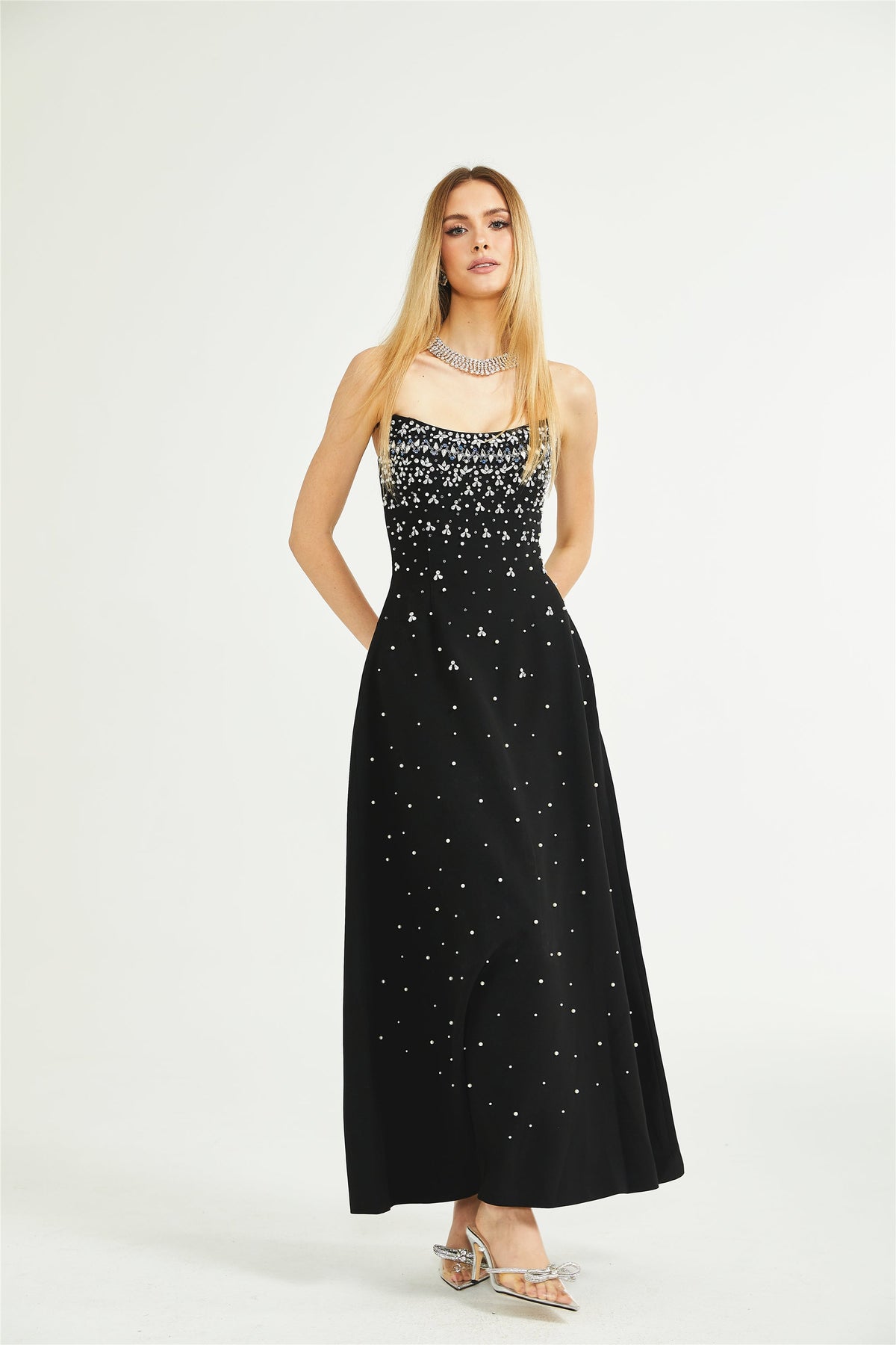 Melisande black embellished maxi dress (Final Sale-US Only)