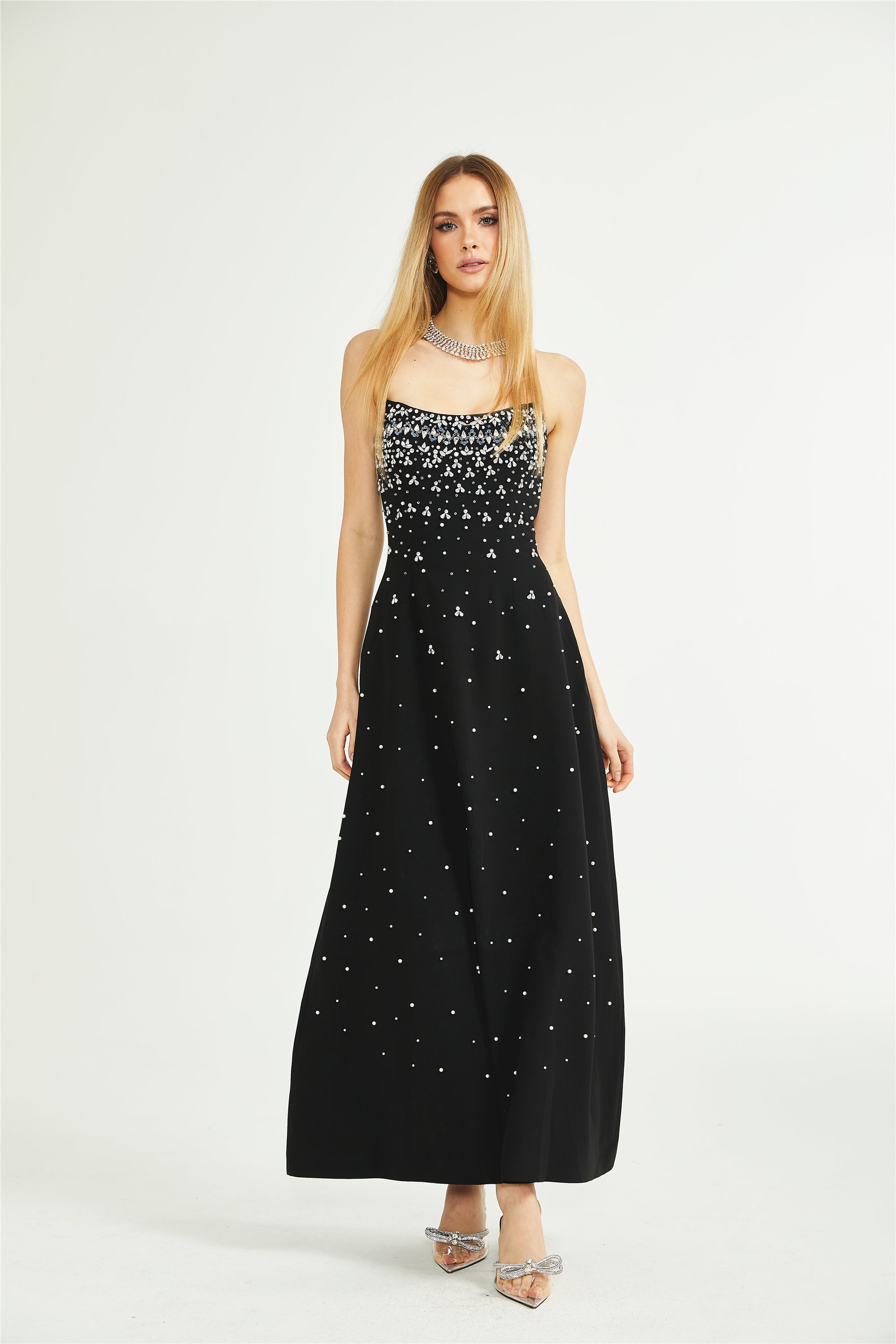 Melisande black embellished maxi dress (Final Sale-US Only)