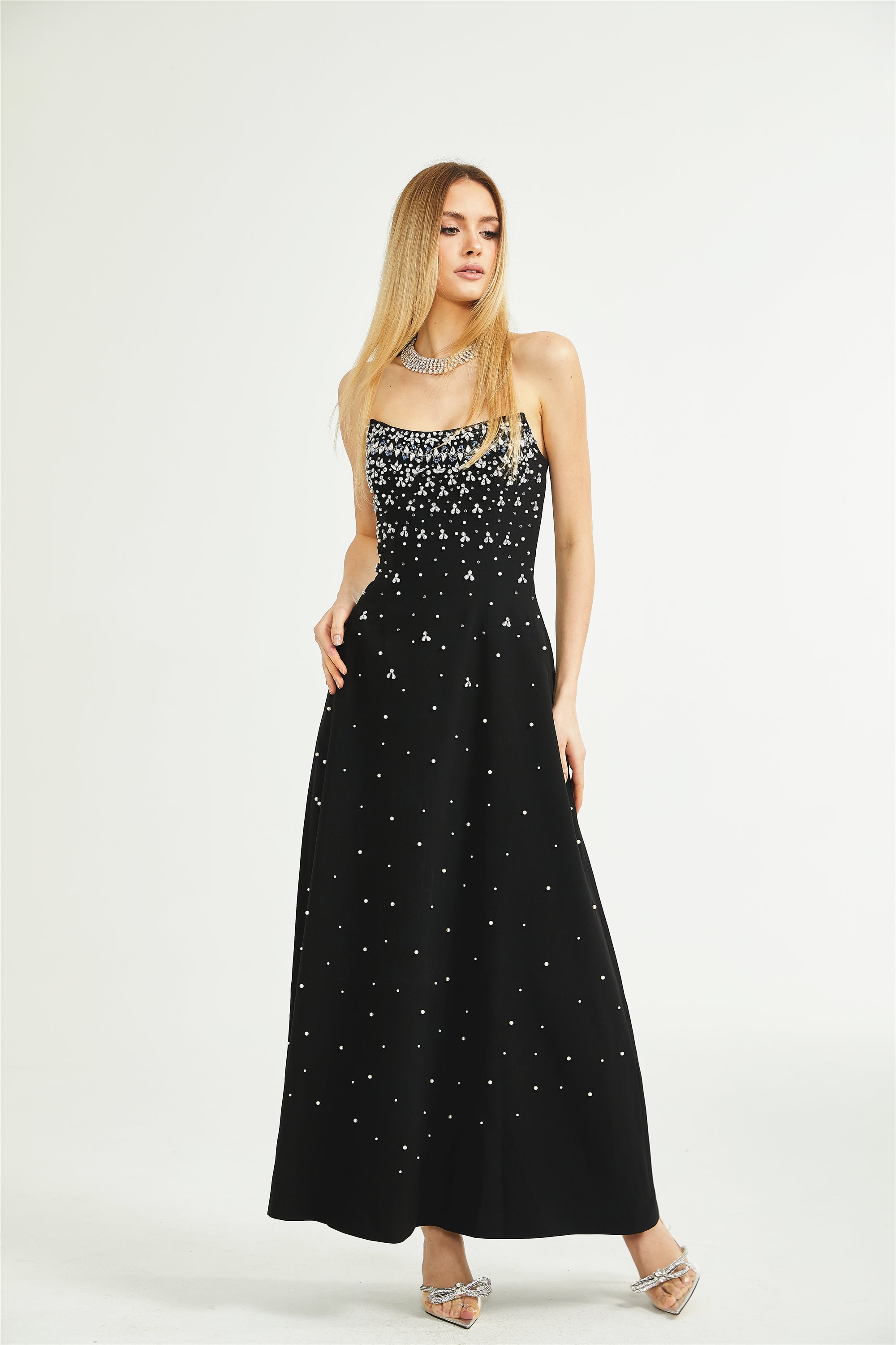Melisande black embellished maxi dress (Final Sale-US Only)