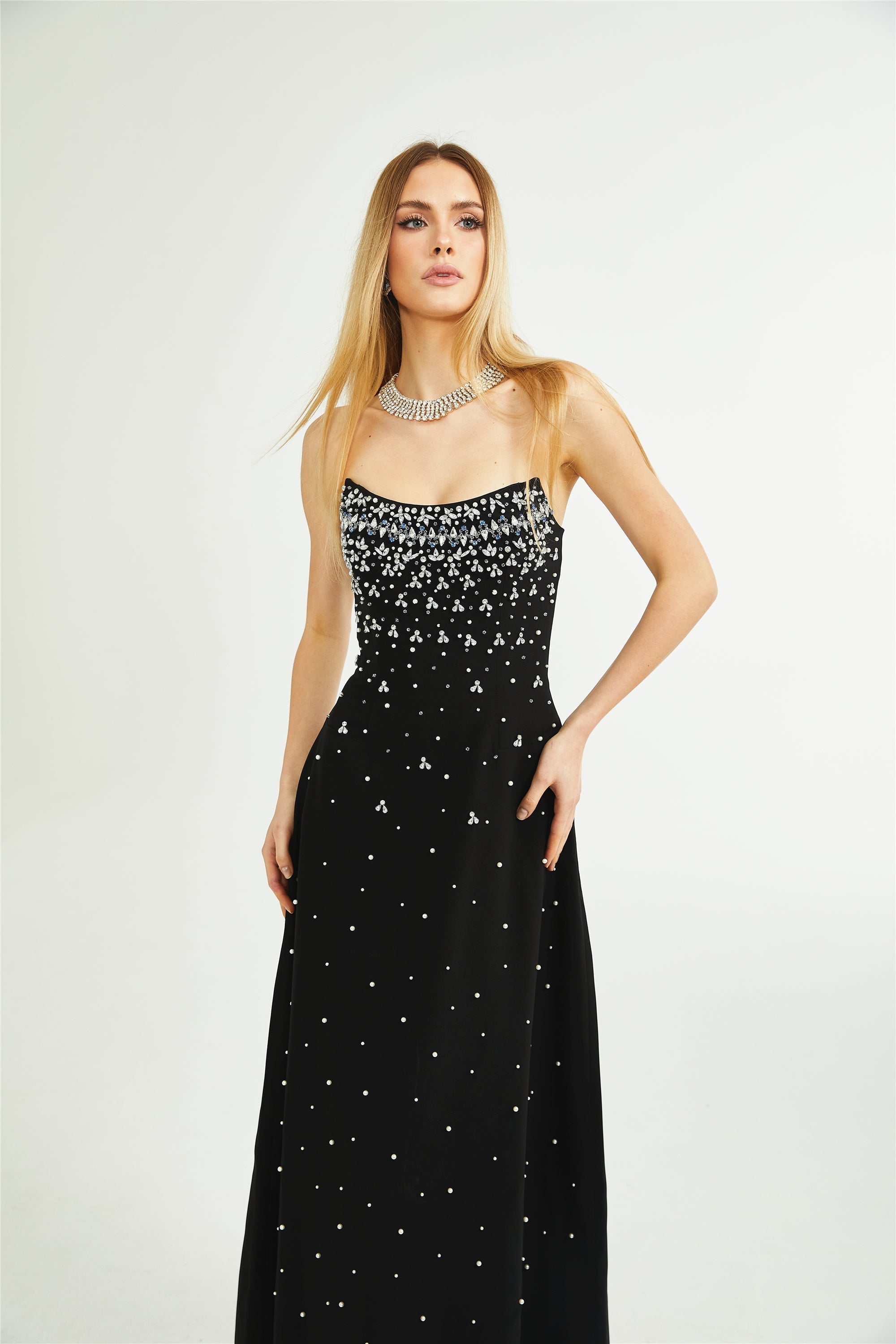 Melisande black embellished maxi dress (Final Sale-US Only)