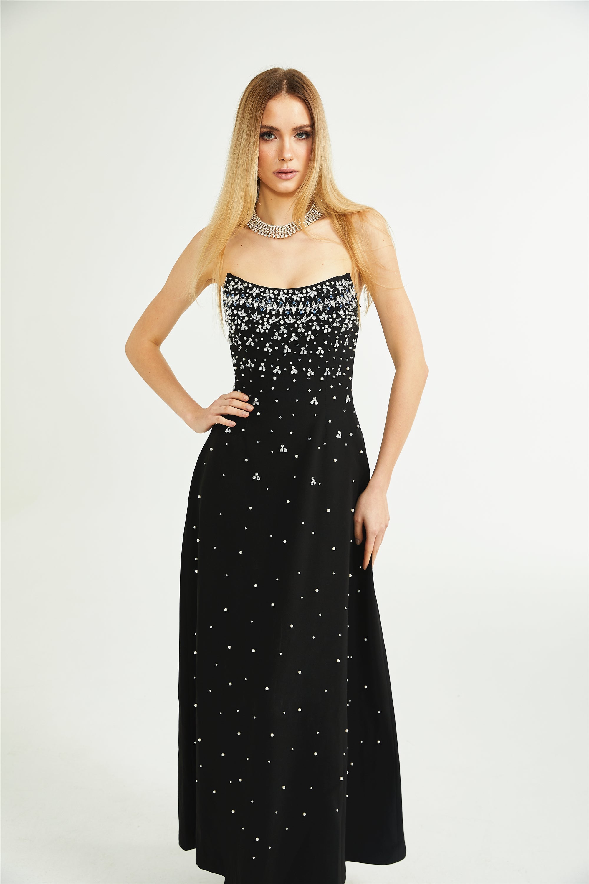 Melisande black embellished maxi dress (Final Sale-US Only)