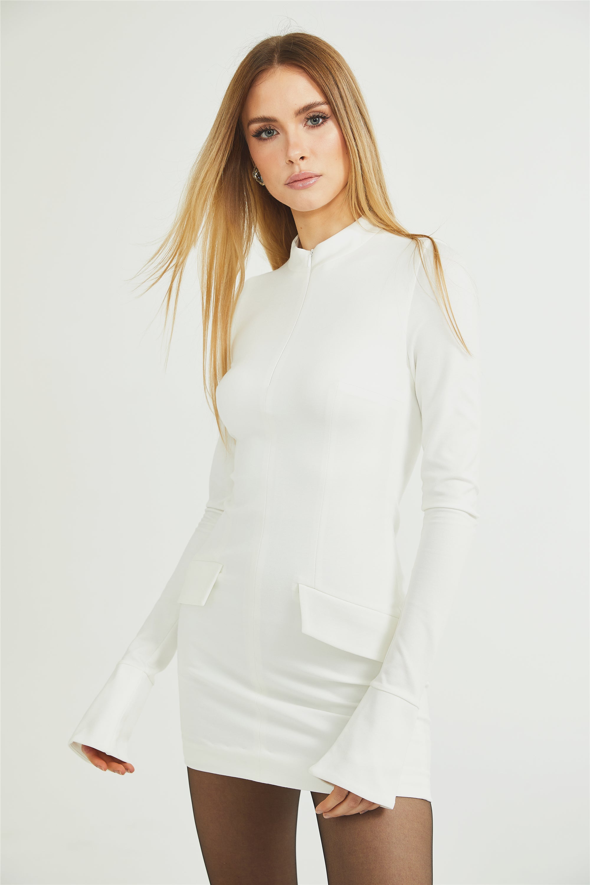 Coline fitted flared cuffs mini dress