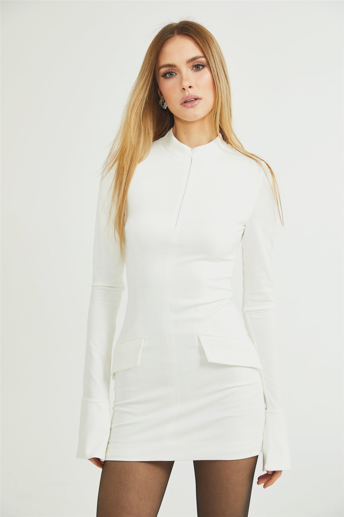Coline fitted flared cuffs mini dress