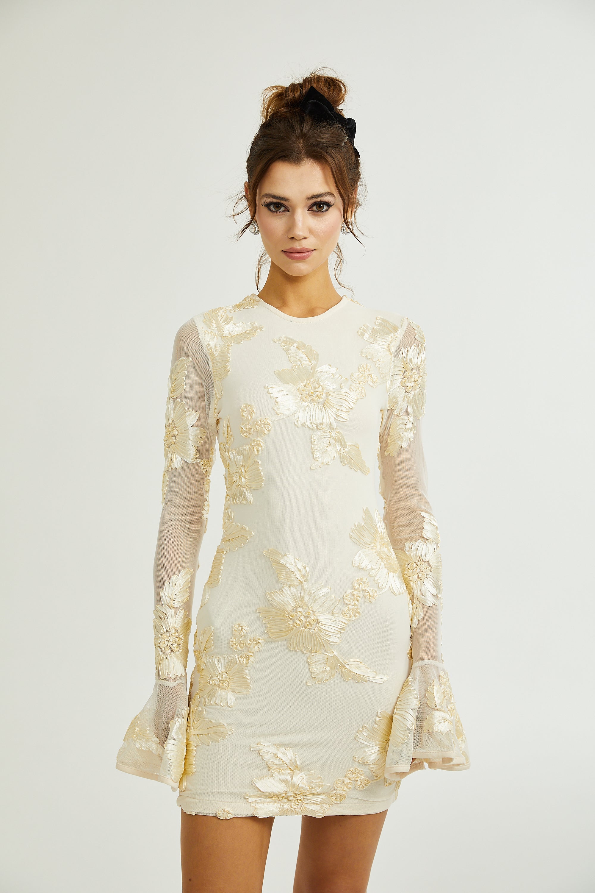 Nalini floral-embroidered open-back dress (Final Sale)
