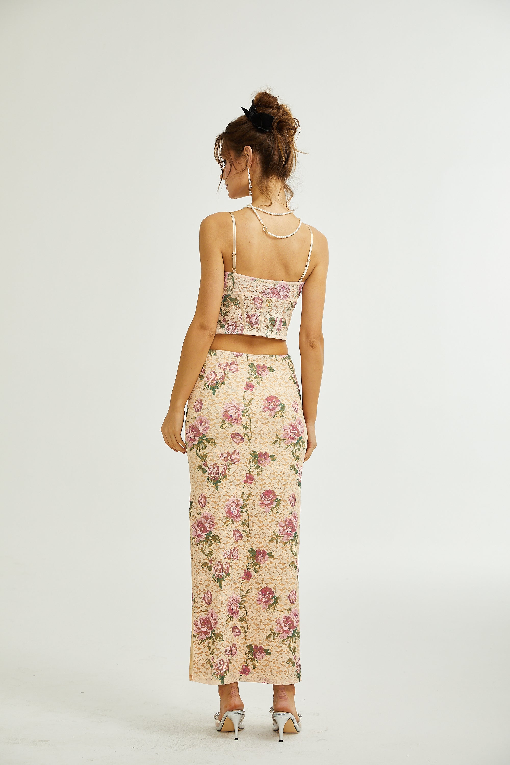 Gaëlle floral-print vest top & skirt matching set (US Only)