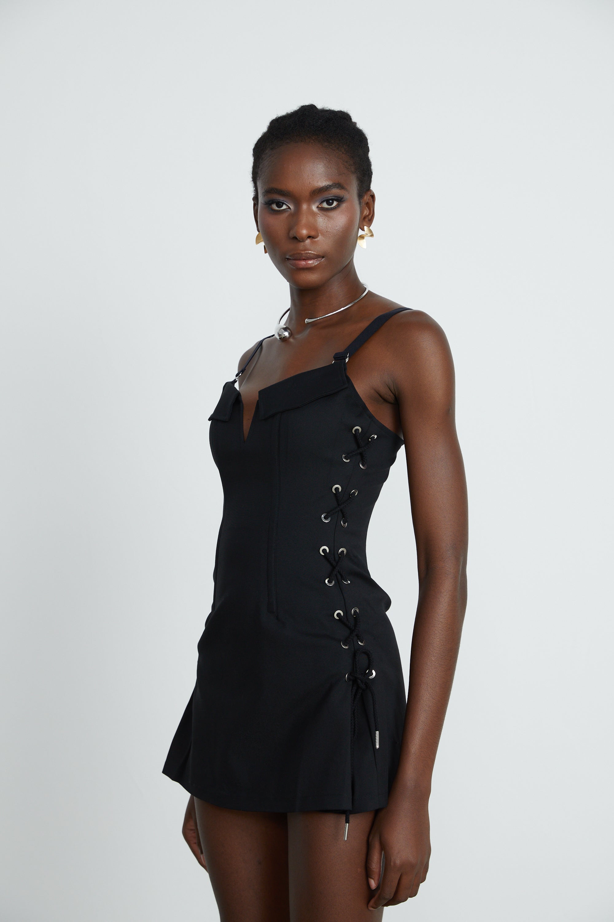 Jaina black hook & eye pocket dress (Final Sale-US Only)